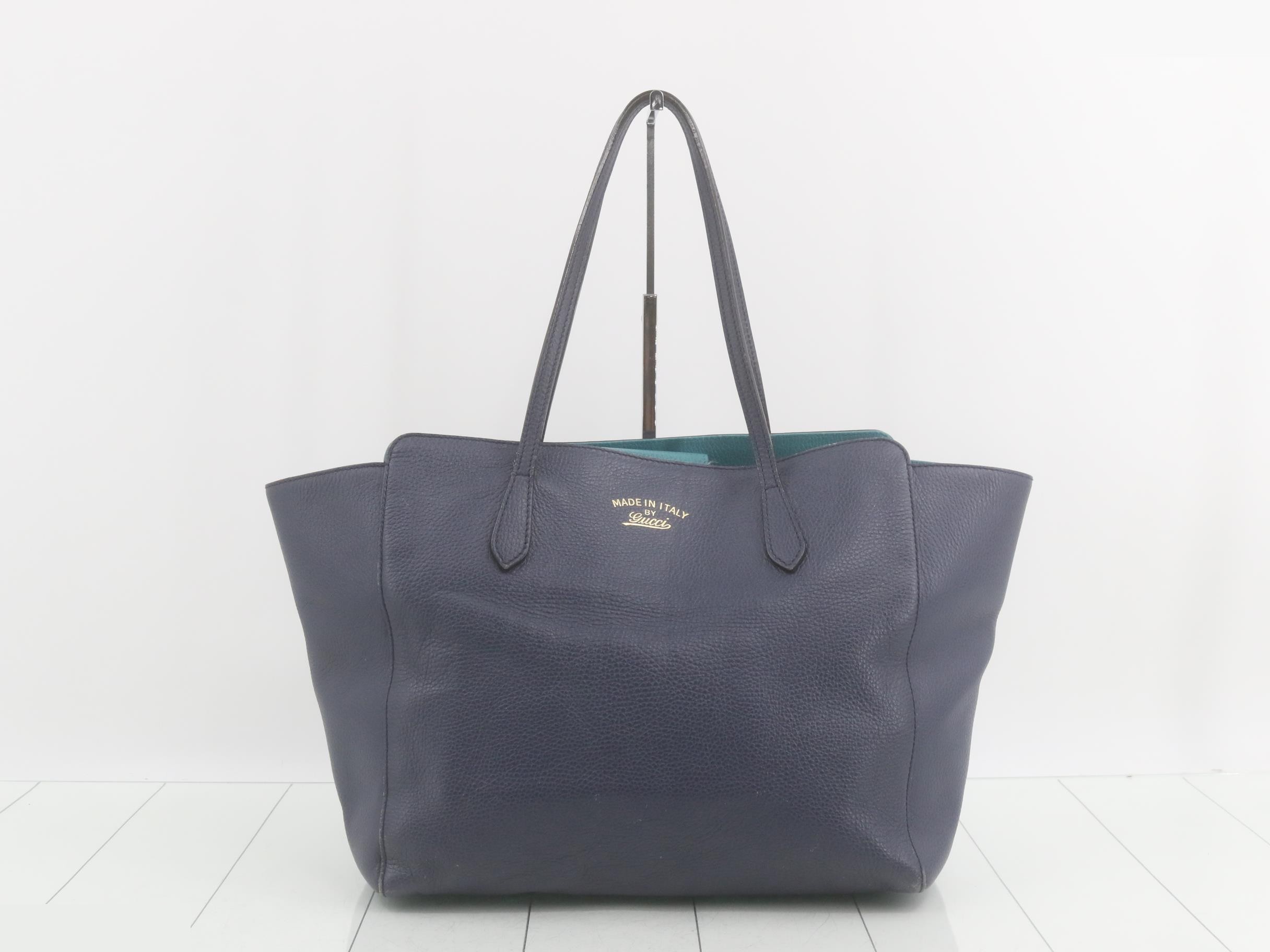 Swing Leather Tote Bag, Navy
