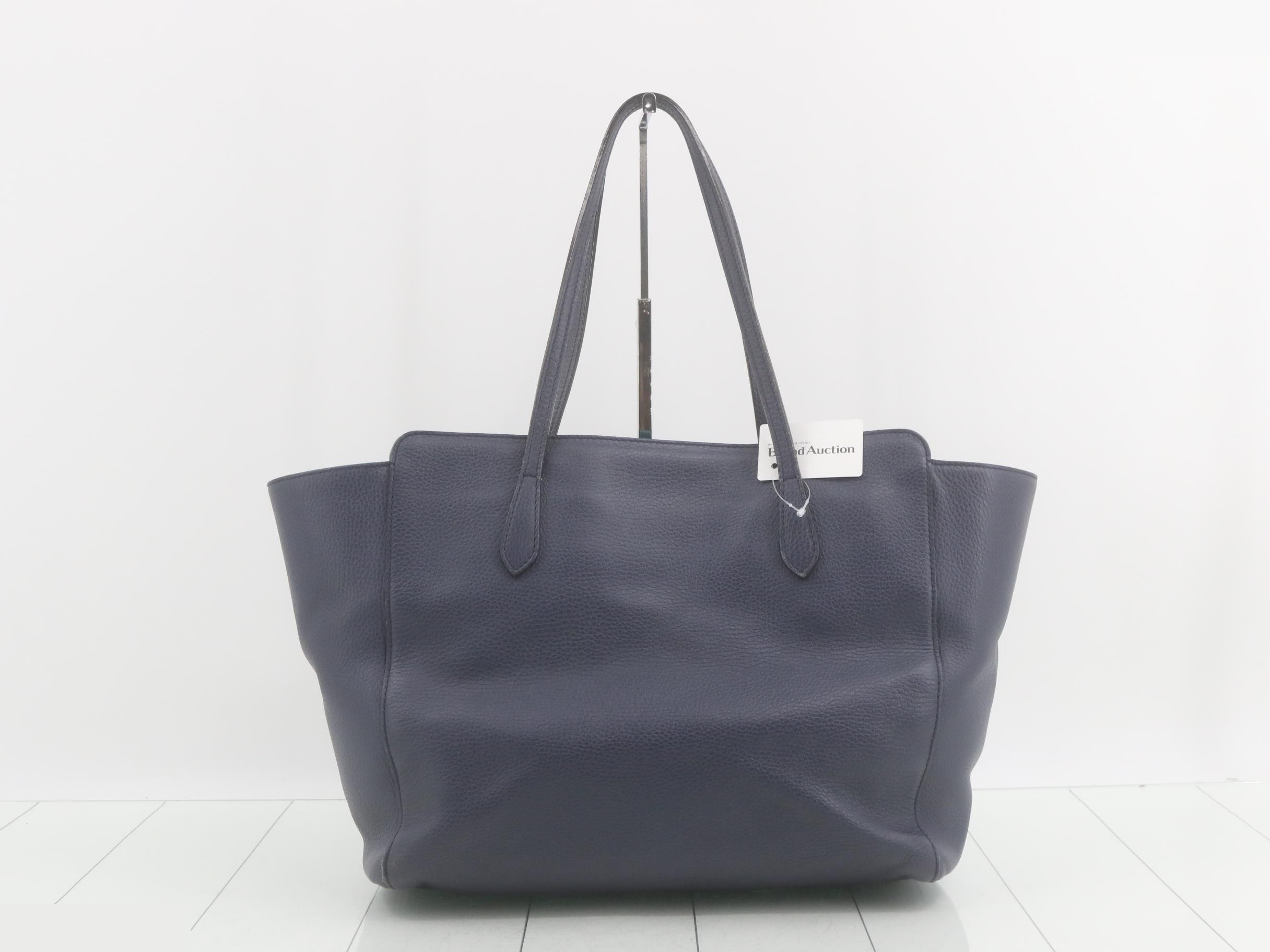 Swing Leather Tote Bag, Navy — view 2