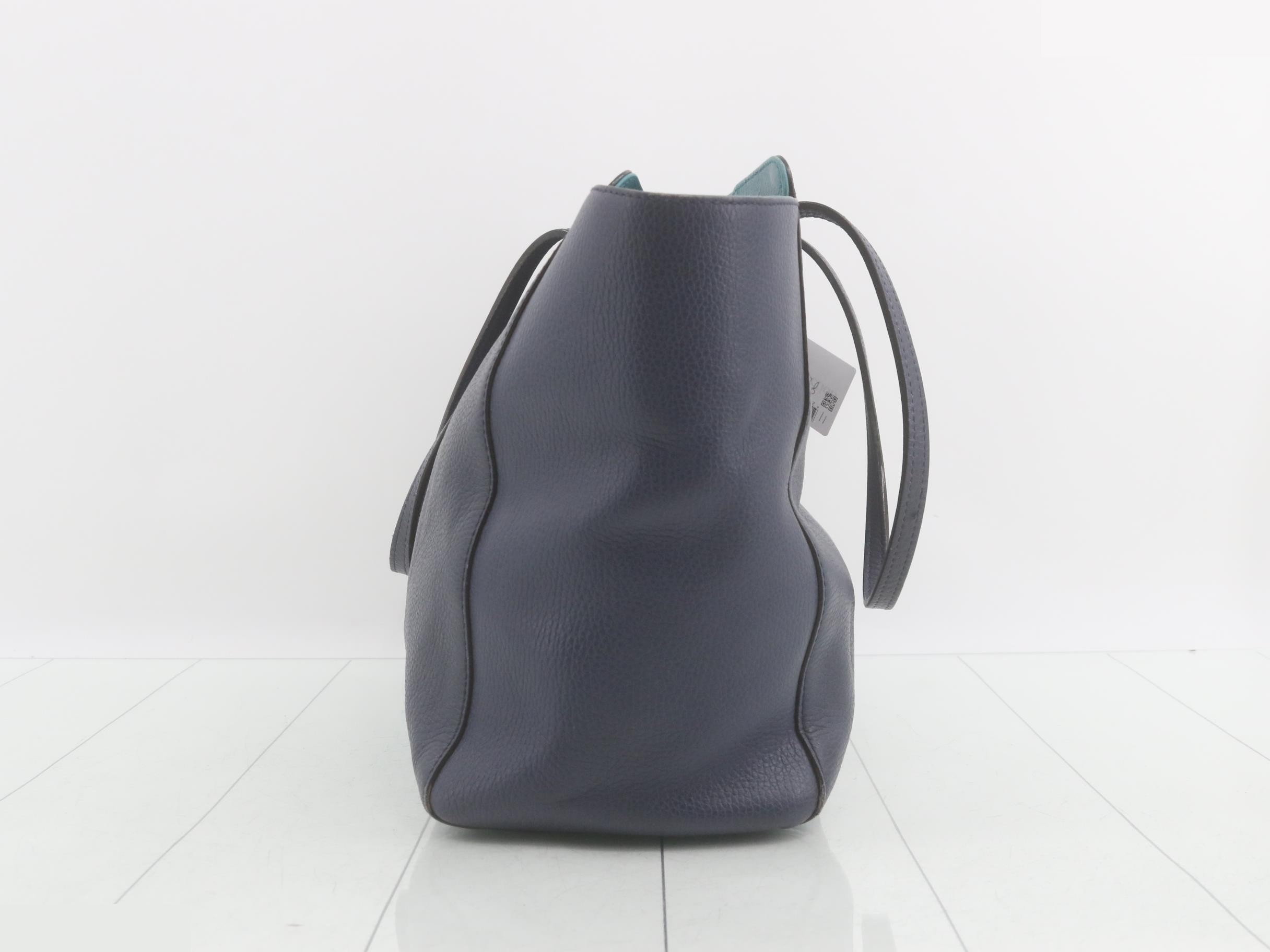 Swing Leather Tote Bag, Navy — view 3