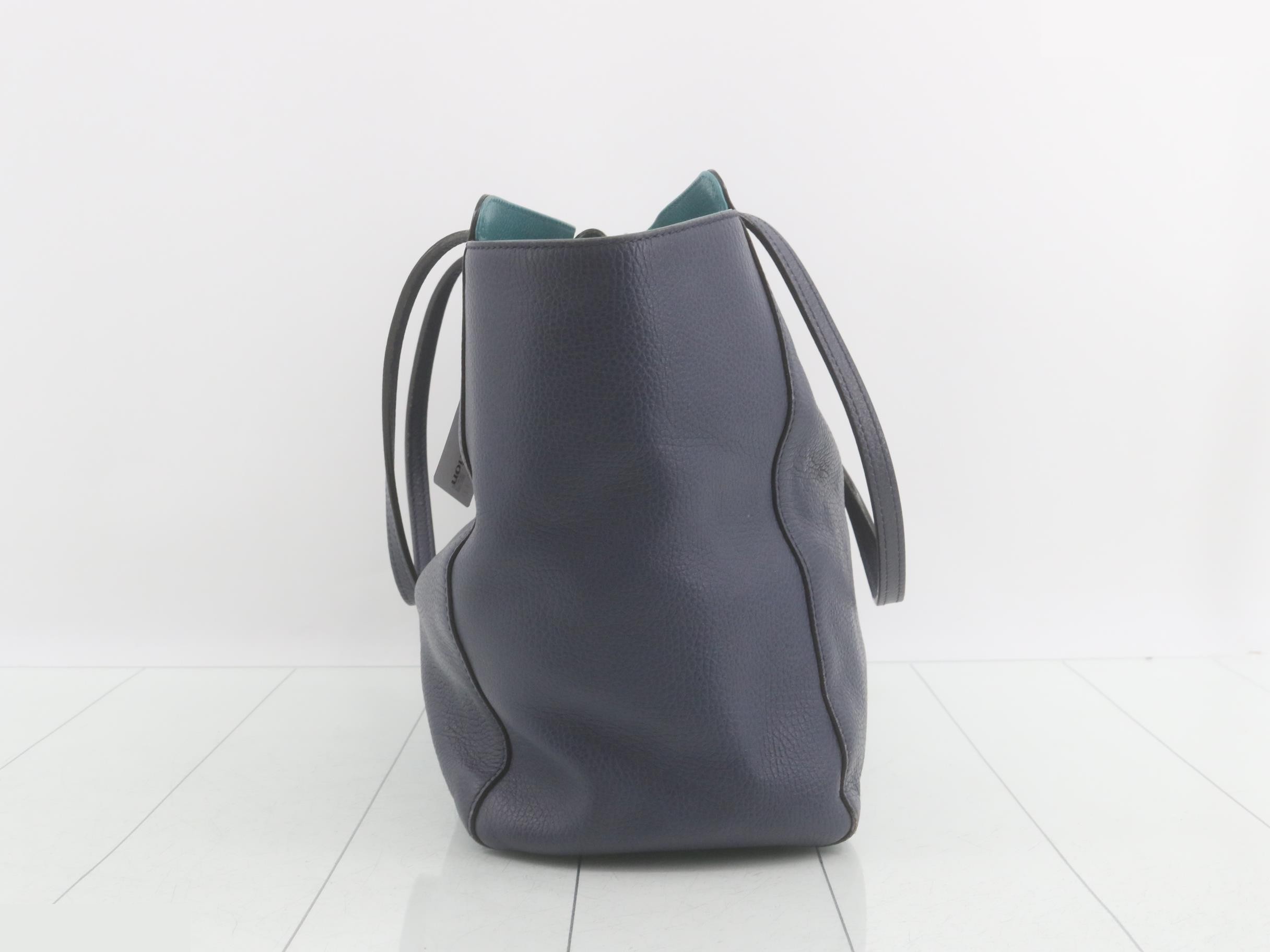 Swing Leather Tote Bag, Navy — view 4