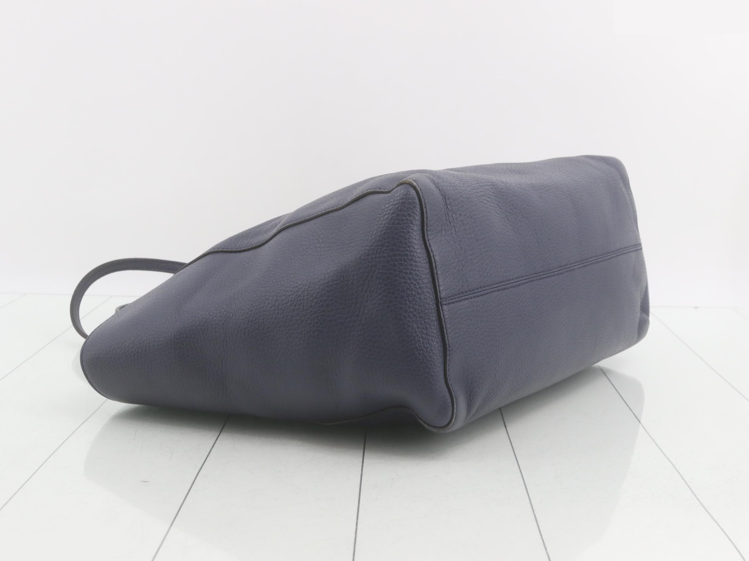 Swing Leather Tote Bag, Navy — view 5