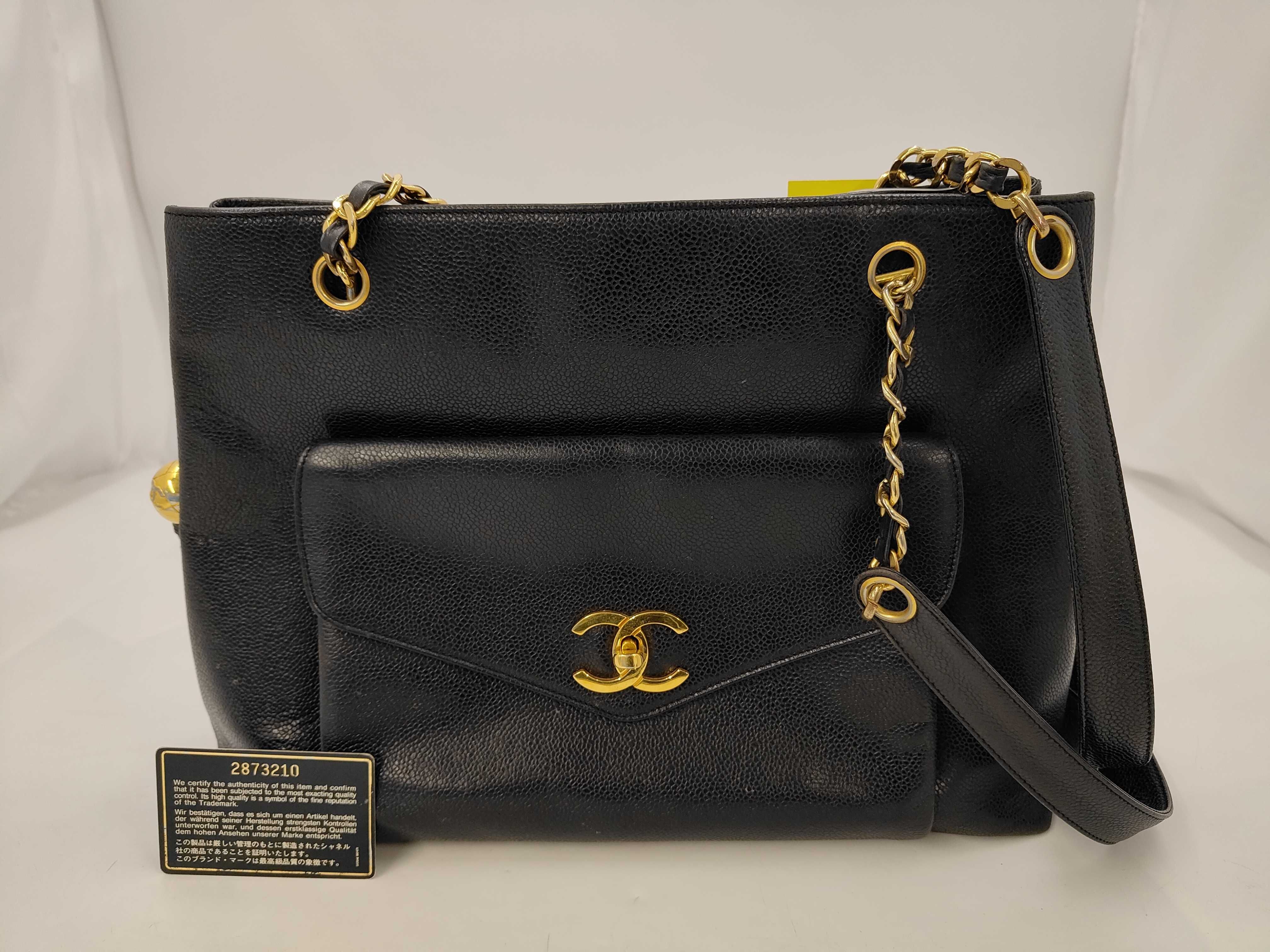 Caviar Skin Coco Mark Flap Turnlock Tote Bag Shoulder Bag