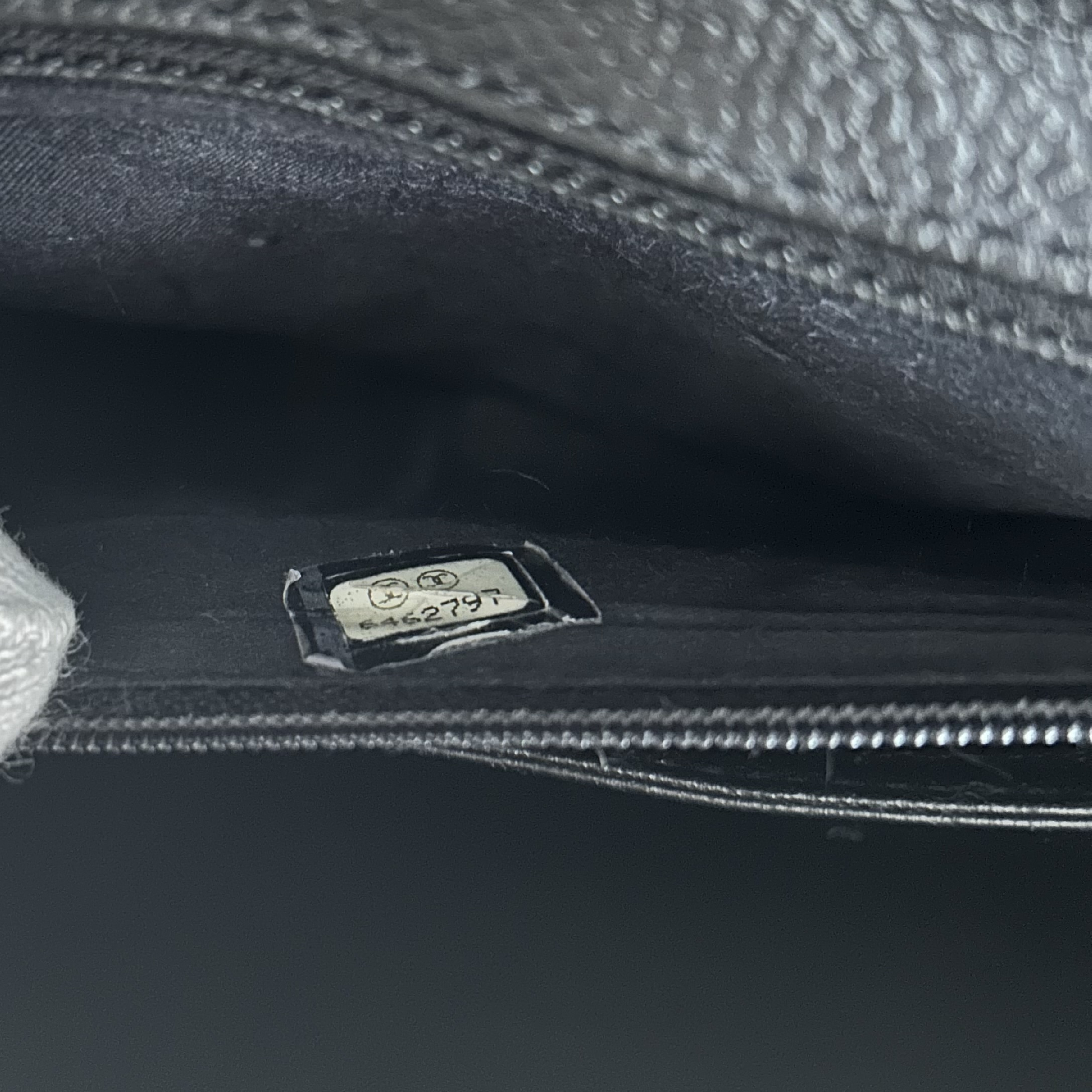 Caviar Skin Top Handle Handbag, Black — view 11