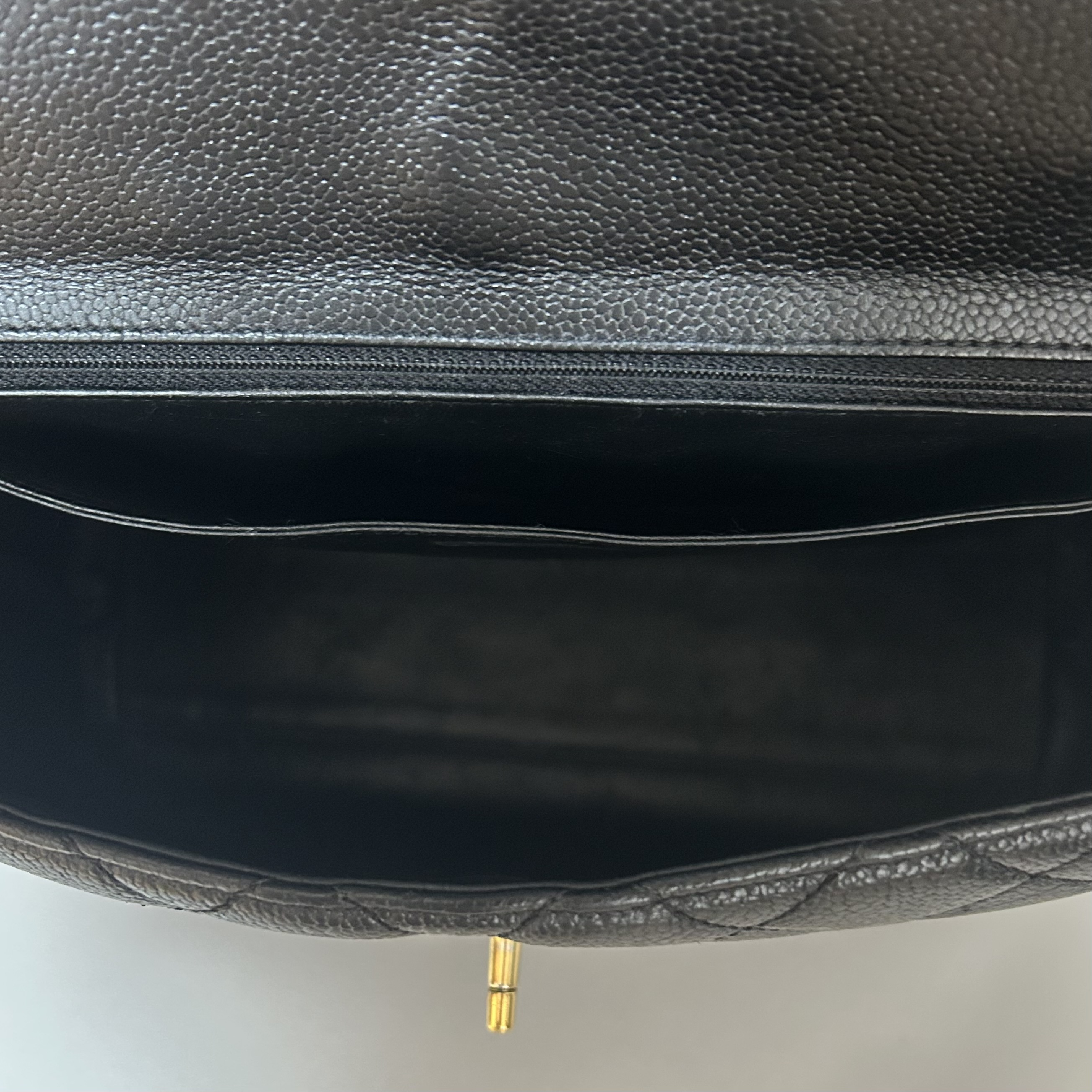 Caviar Skin Top Handle Handbag, Black — view 10