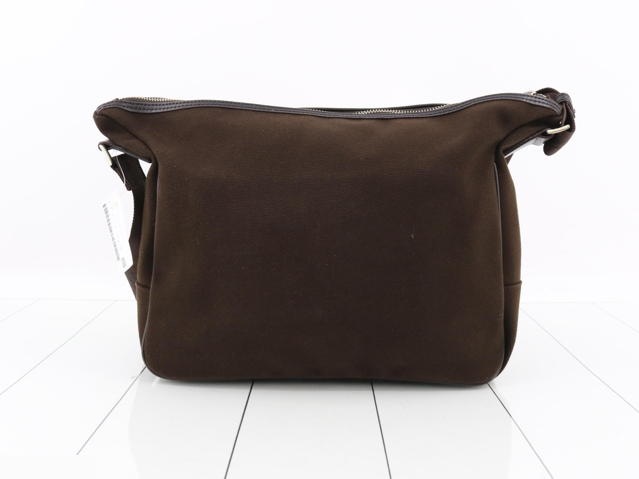 Shoulder Bag, Canvas, Brown — view 2