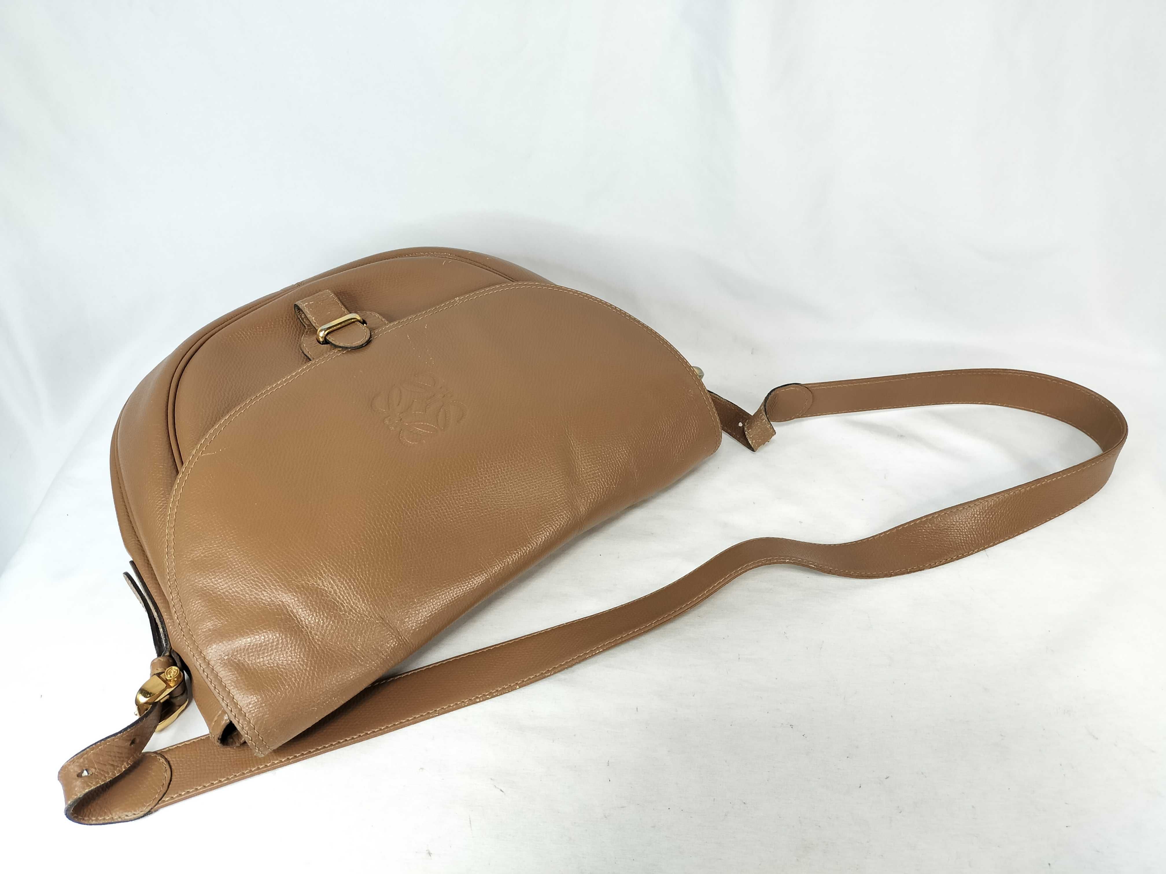 Anagram Leather Shoulder Bag, Brown, W30cm — view 3
