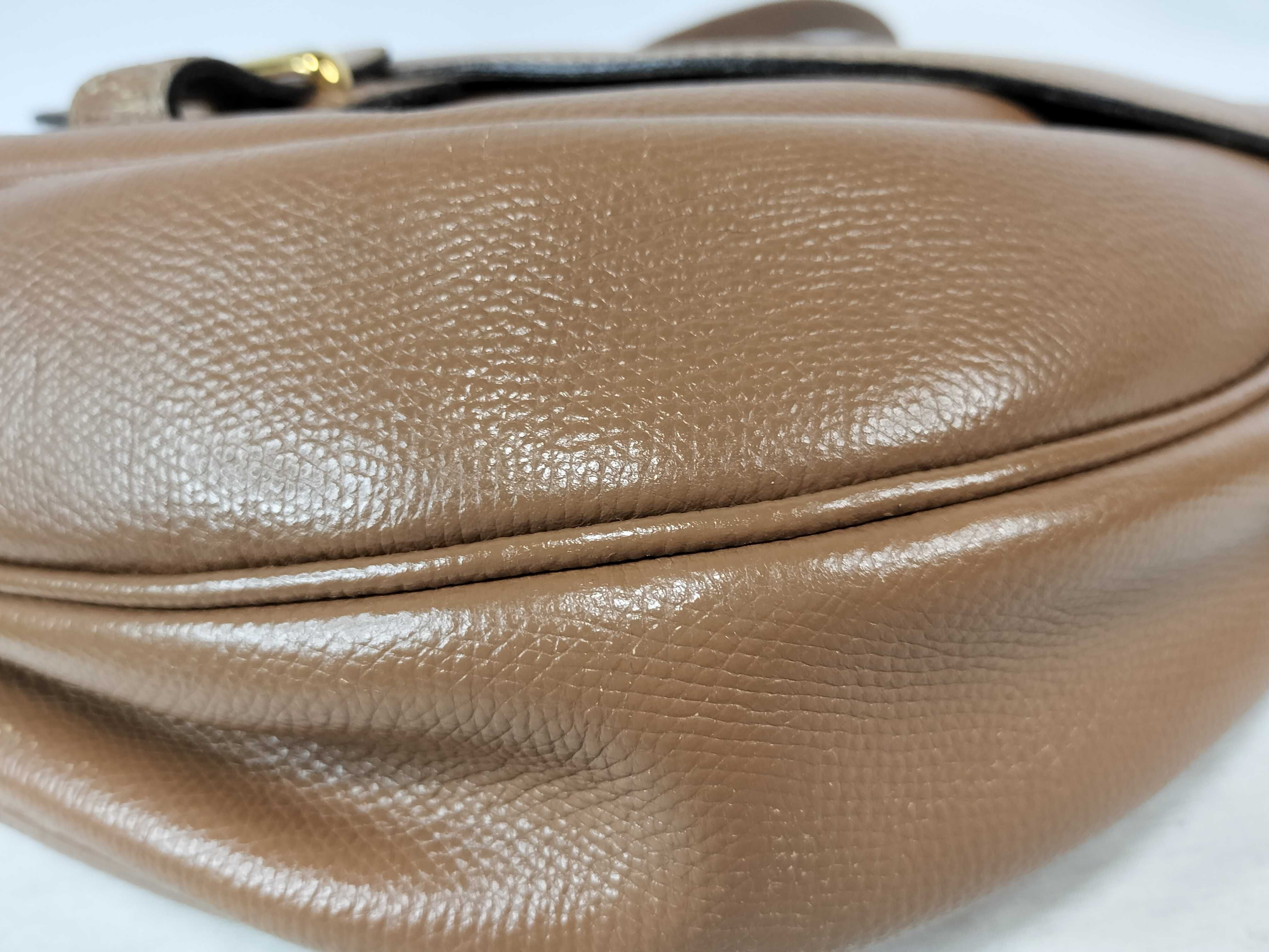 Anagram Leather Shoulder Bag, Brown, W30cm — view 6