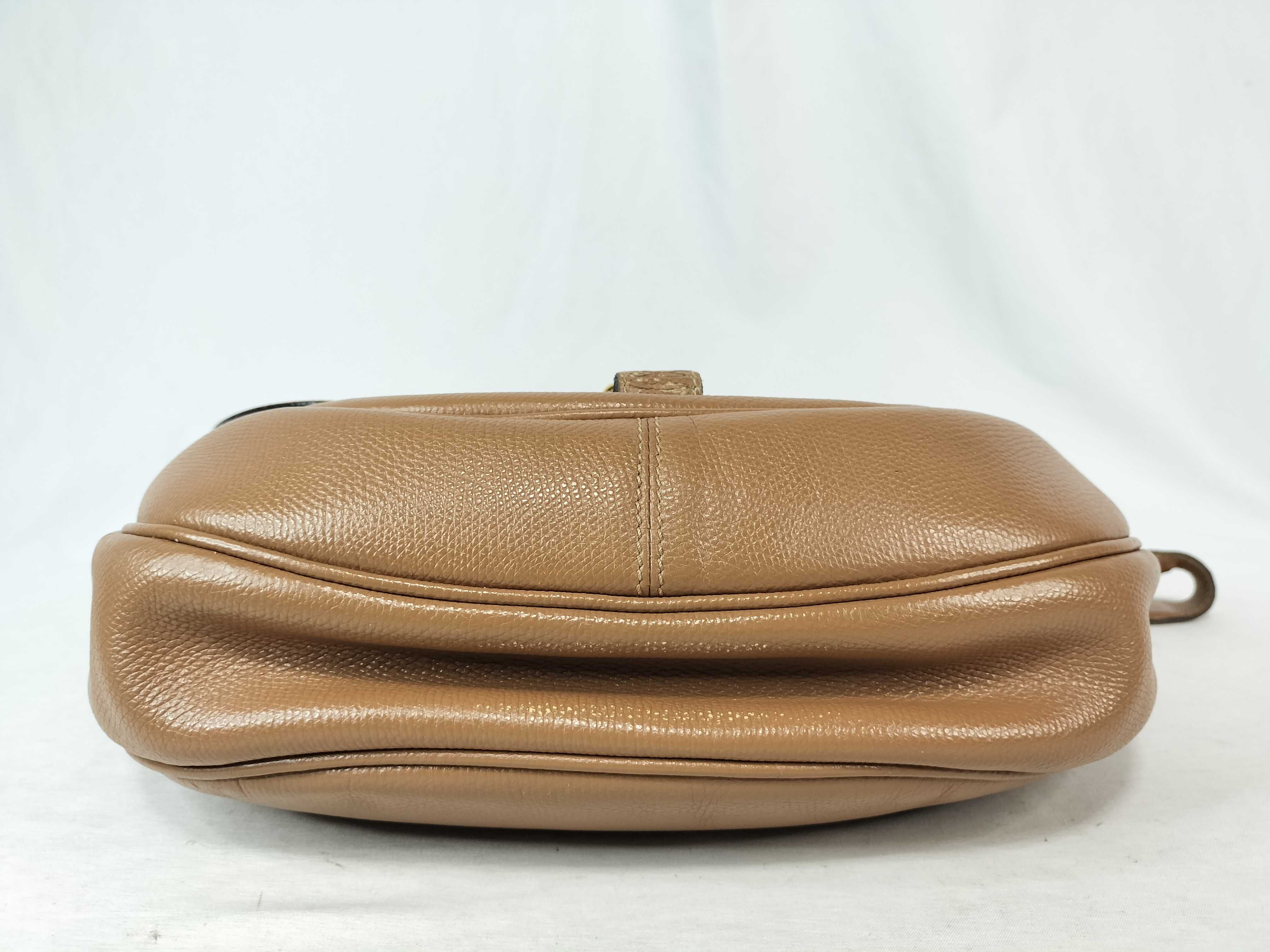 Anagram Leather Shoulder Bag, Brown, W30cm — view 7