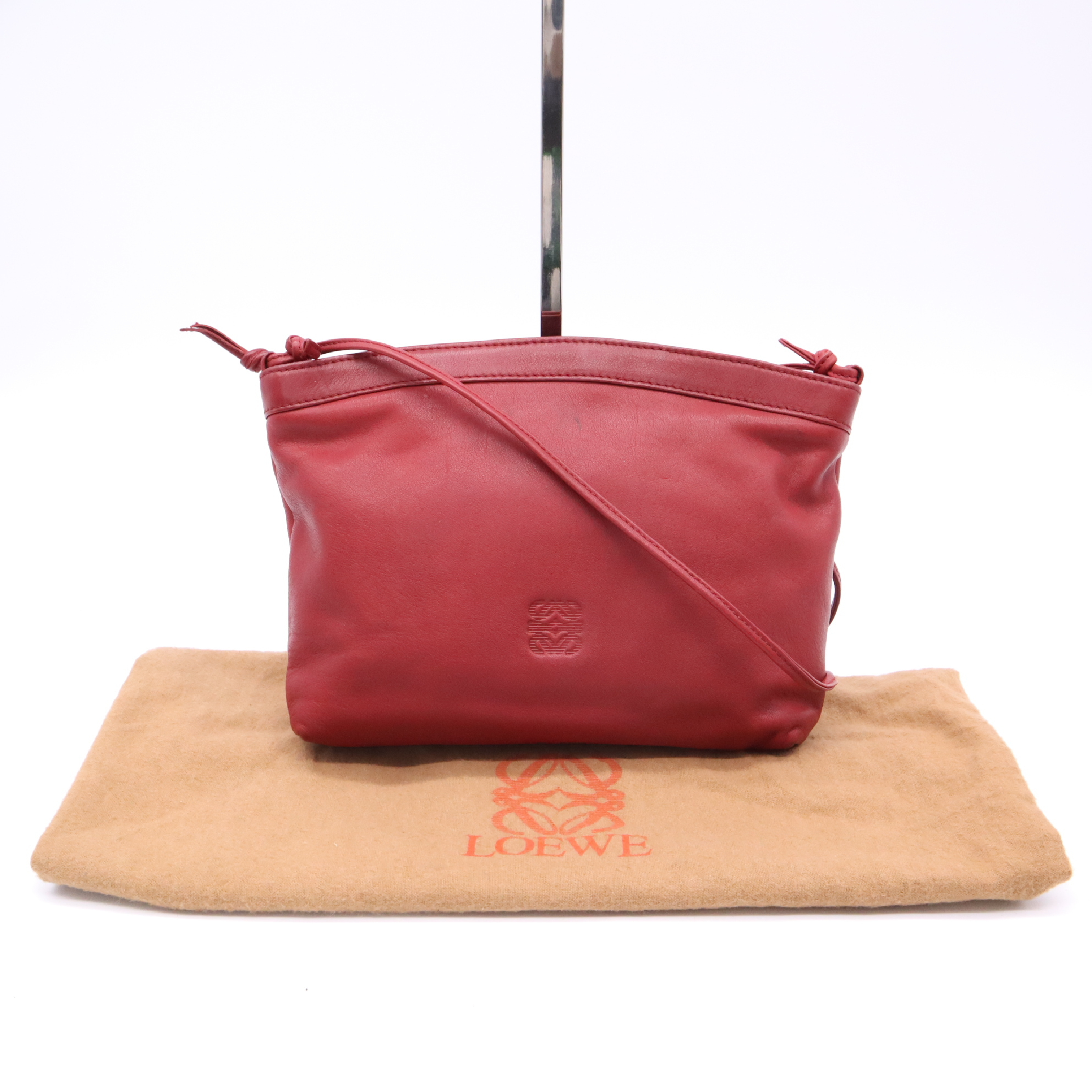 Leather Anagram Shoulder Bag, Red