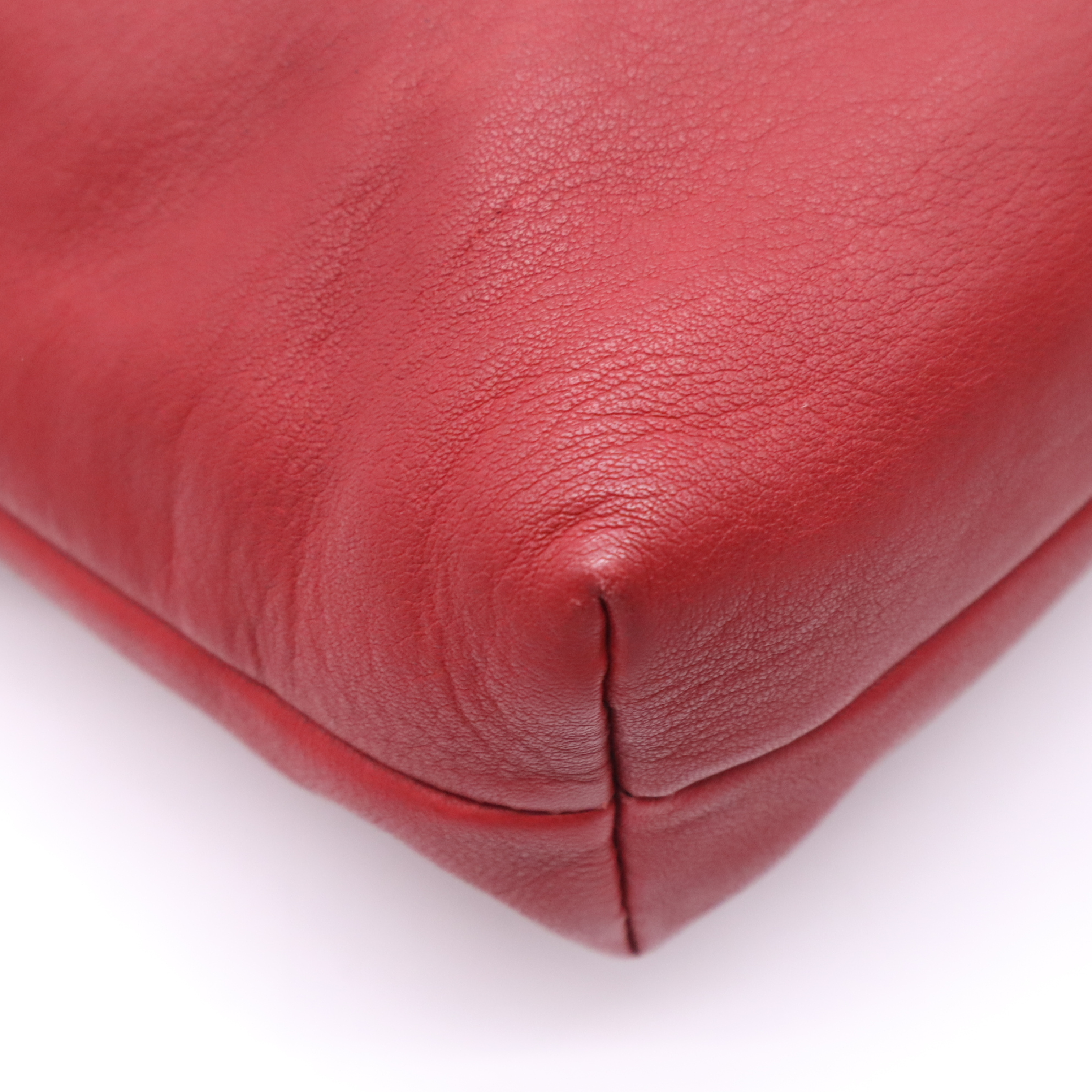Leather Anagram Shoulder Bag, Red — view 7