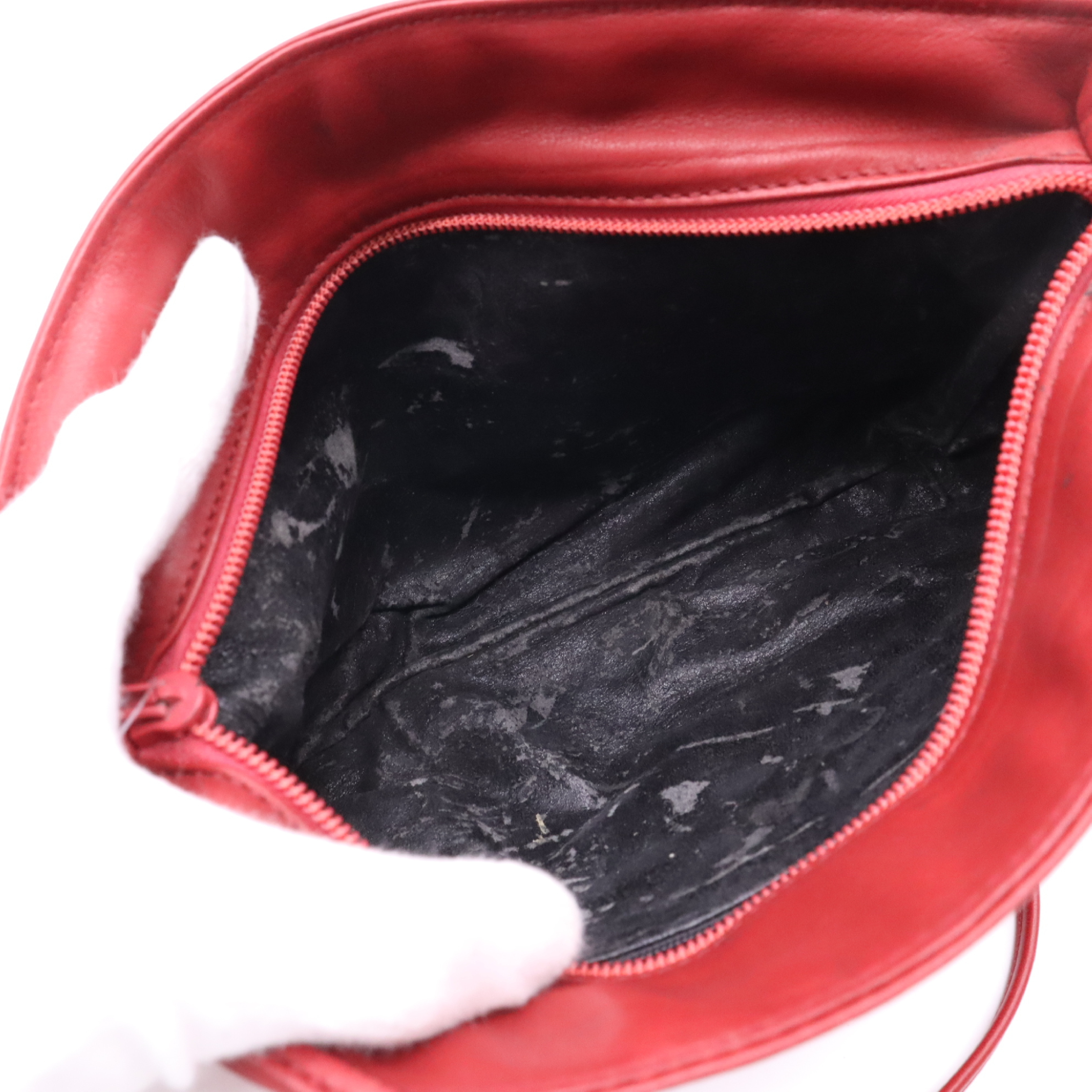 Leather Anagram Shoulder Bag, Red — view 8