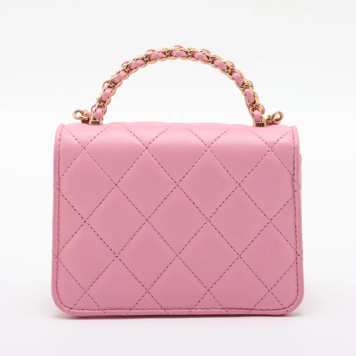 Matelassé Lambskin 2-Way Handbag, Top Handle, Pink, Gold Hardware, E3UUKAEL, Random Serial Number — view 2