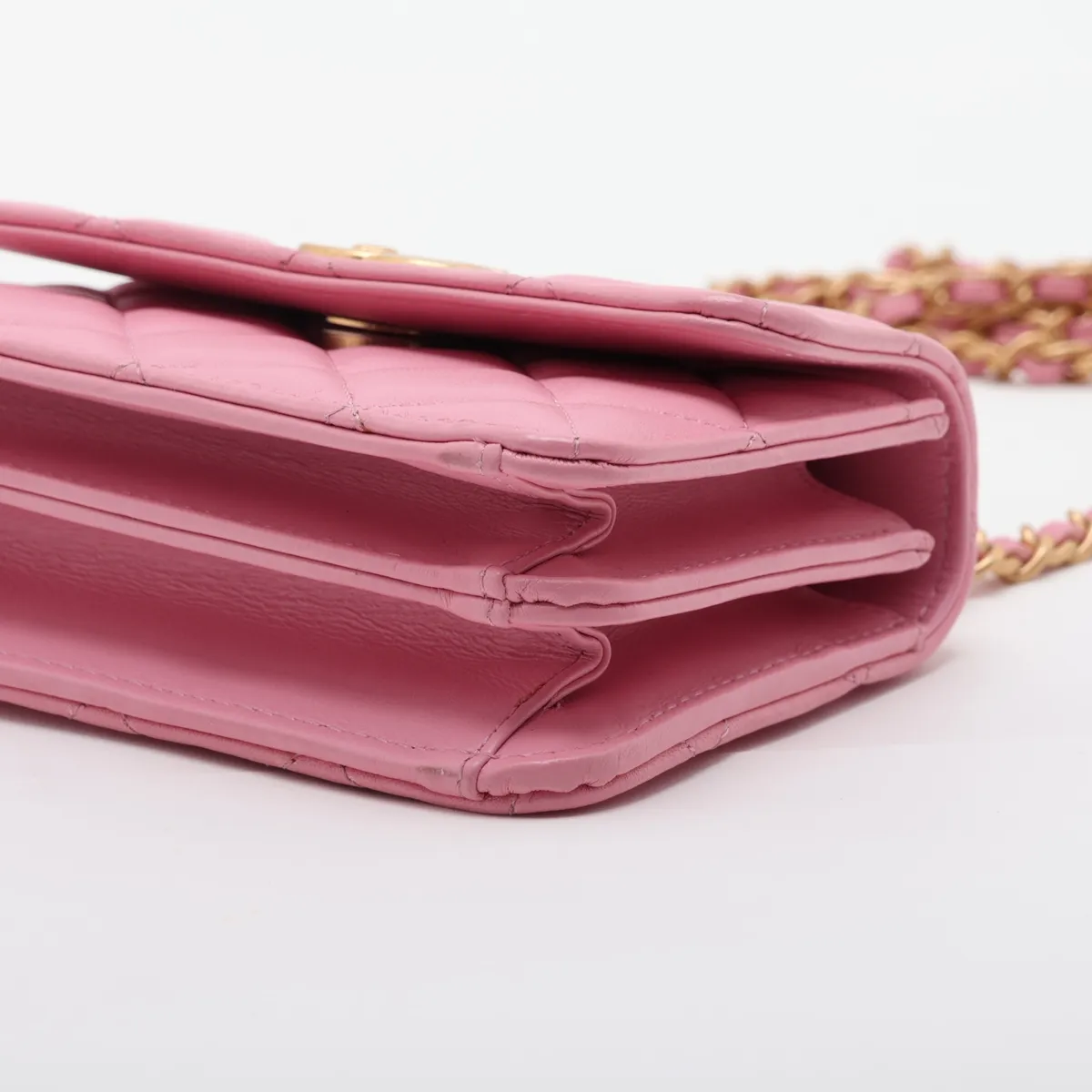 Matelassé Lambskin 2-Way Handbag, Top Handle, Pink, Gold Hardware, E3UUKAEL, Random Serial Number — view 3