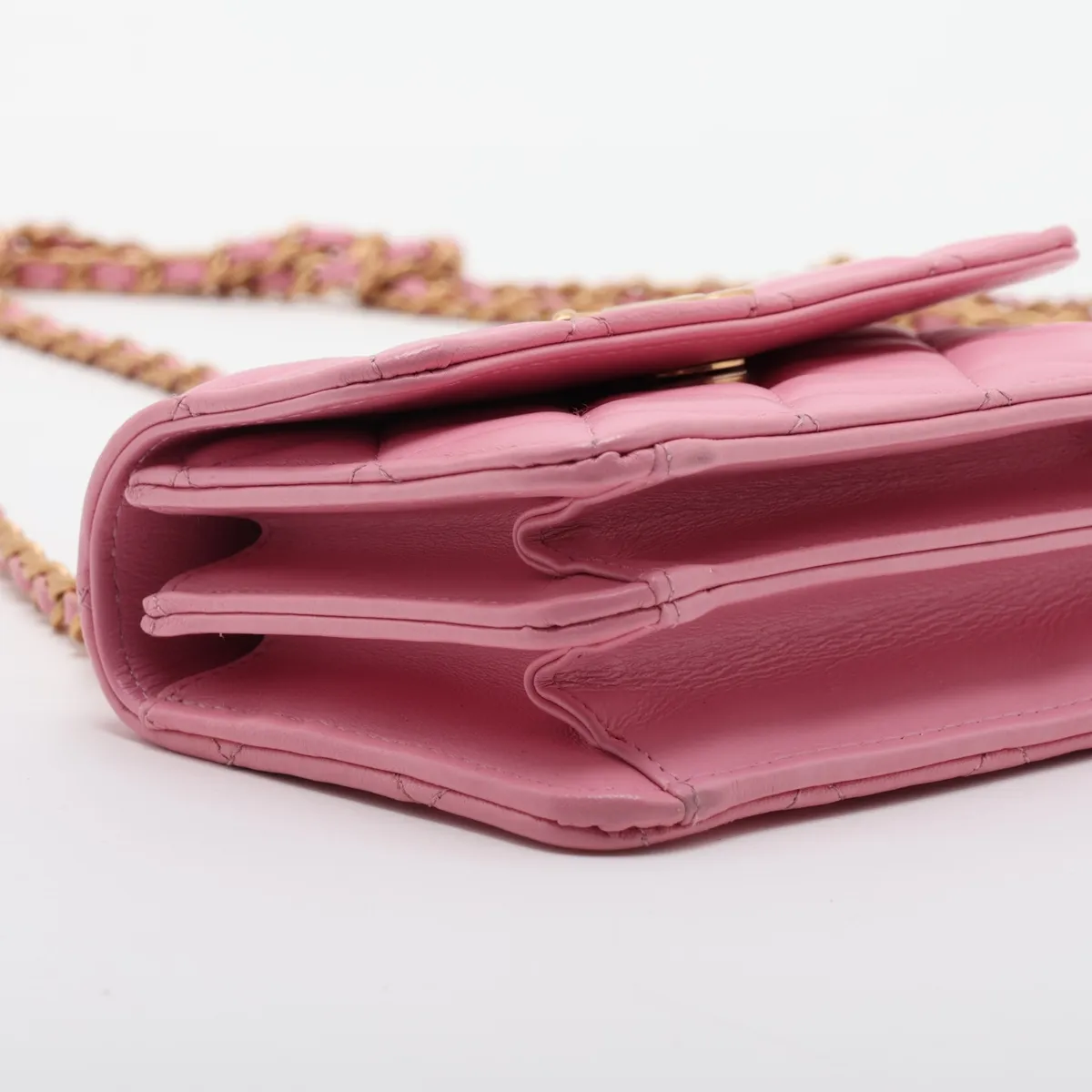 Matelassé Lambskin 2-Way Handbag, Top Handle, Pink, Gold Hardware, E3UUKAEL, Random Serial Number — view 4