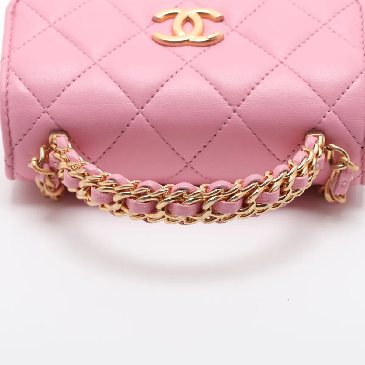 Matelassé Lambskin 2-Way Handbag, Top Handle, Pink, Gold Hardware, E3UUKAEL, Random Serial Number — view 5
