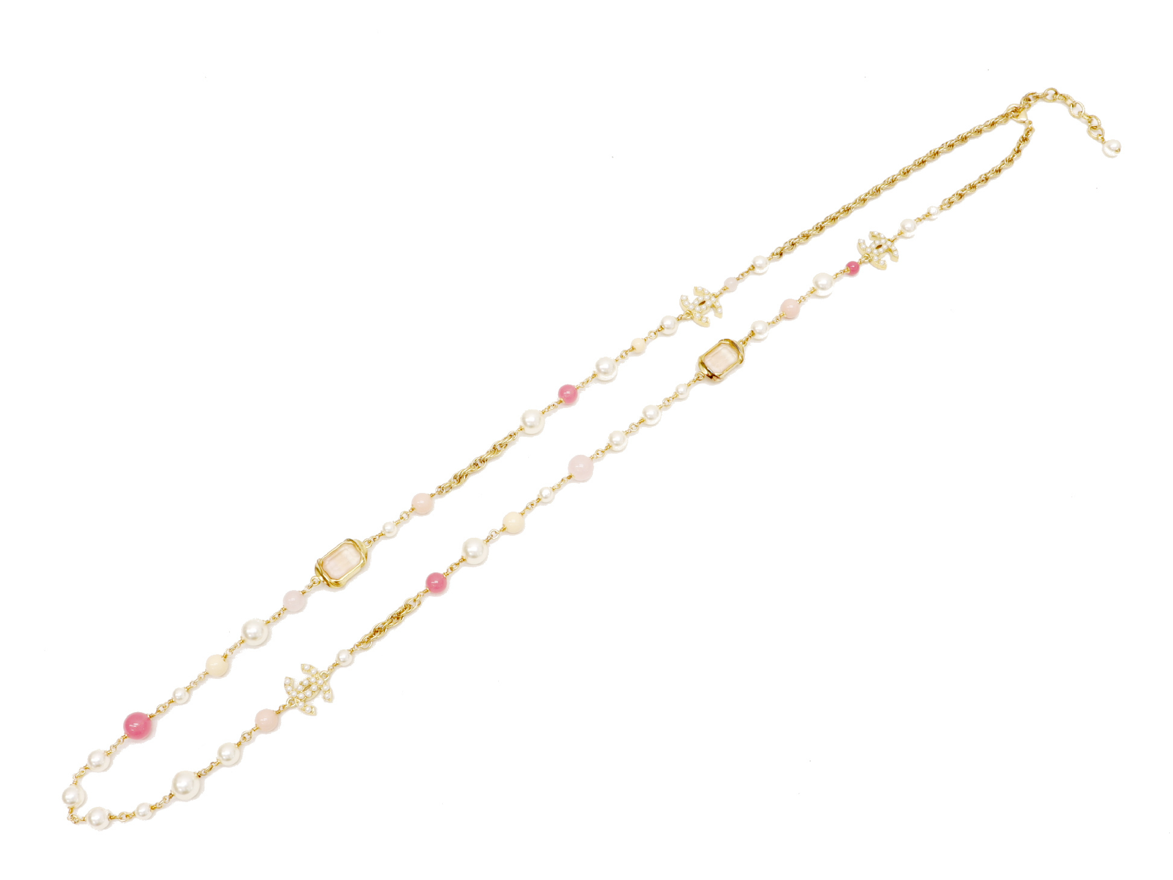 Coco Mark Faux Pearl Rhinestone Long Necklace C22A — view 2