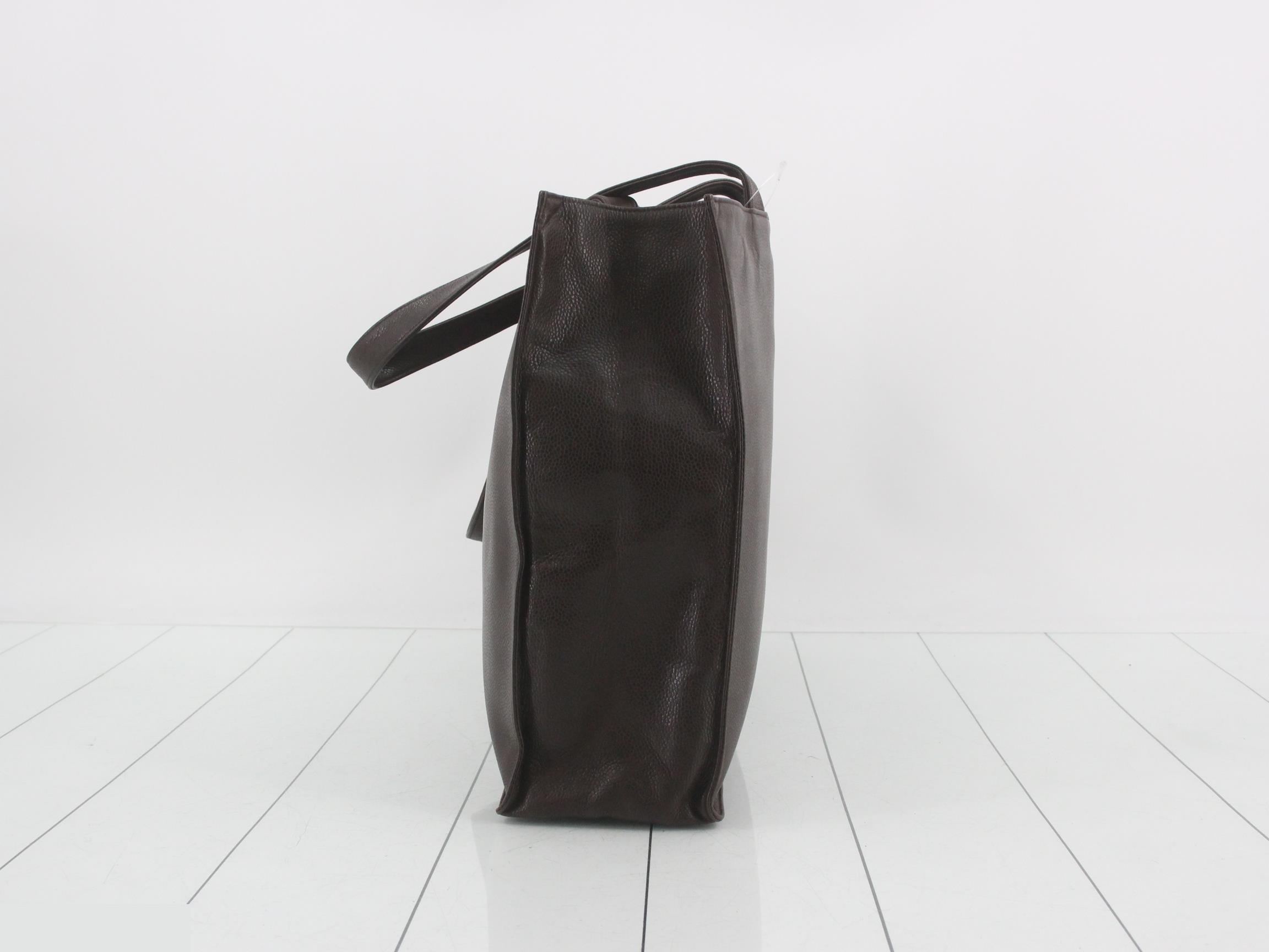 Caviar leather tote bag with Coco Mark, dark brown. — view 3
