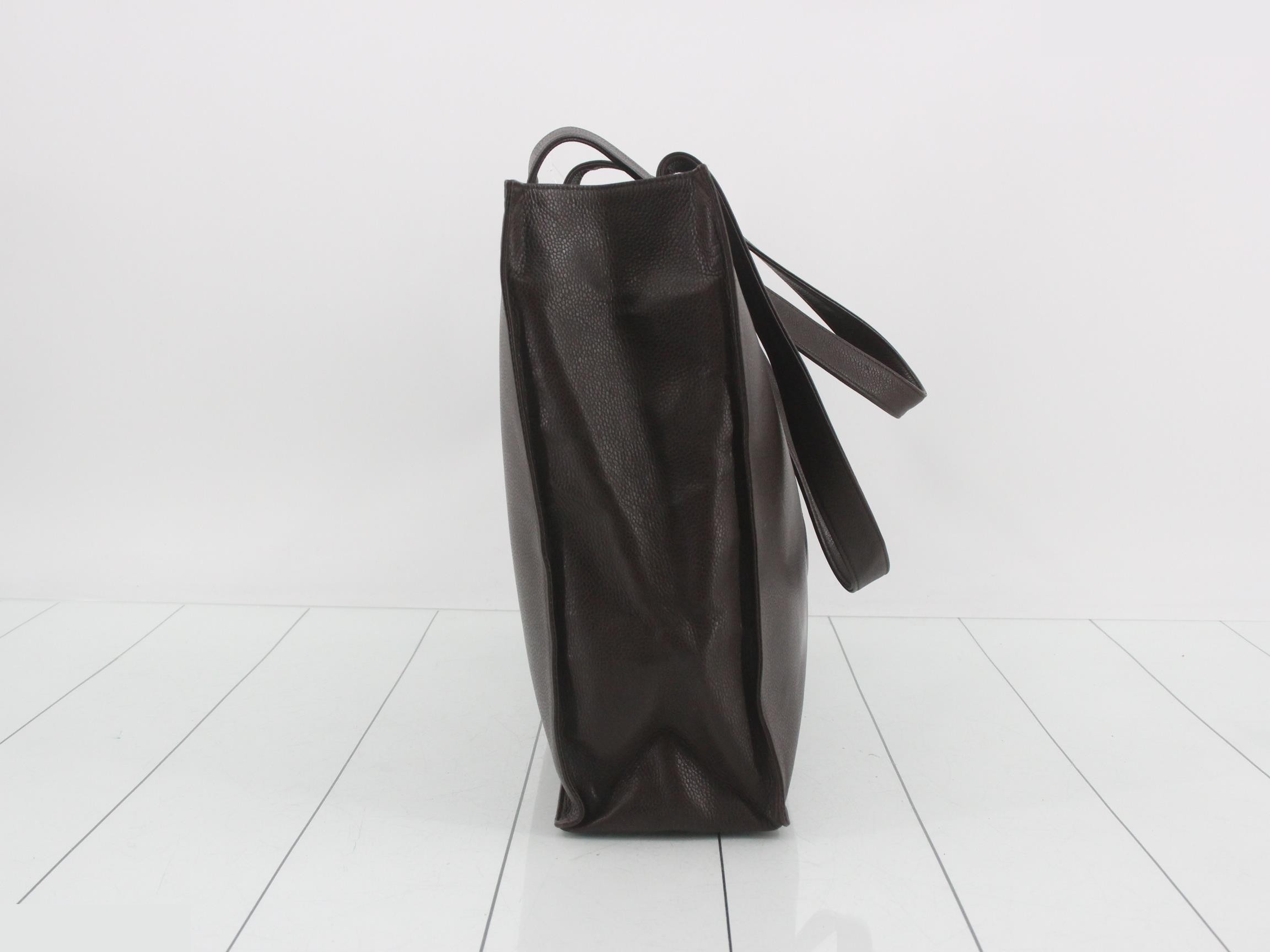 Caviar leather tote bag with Coco Mark, dark brown. — view 4