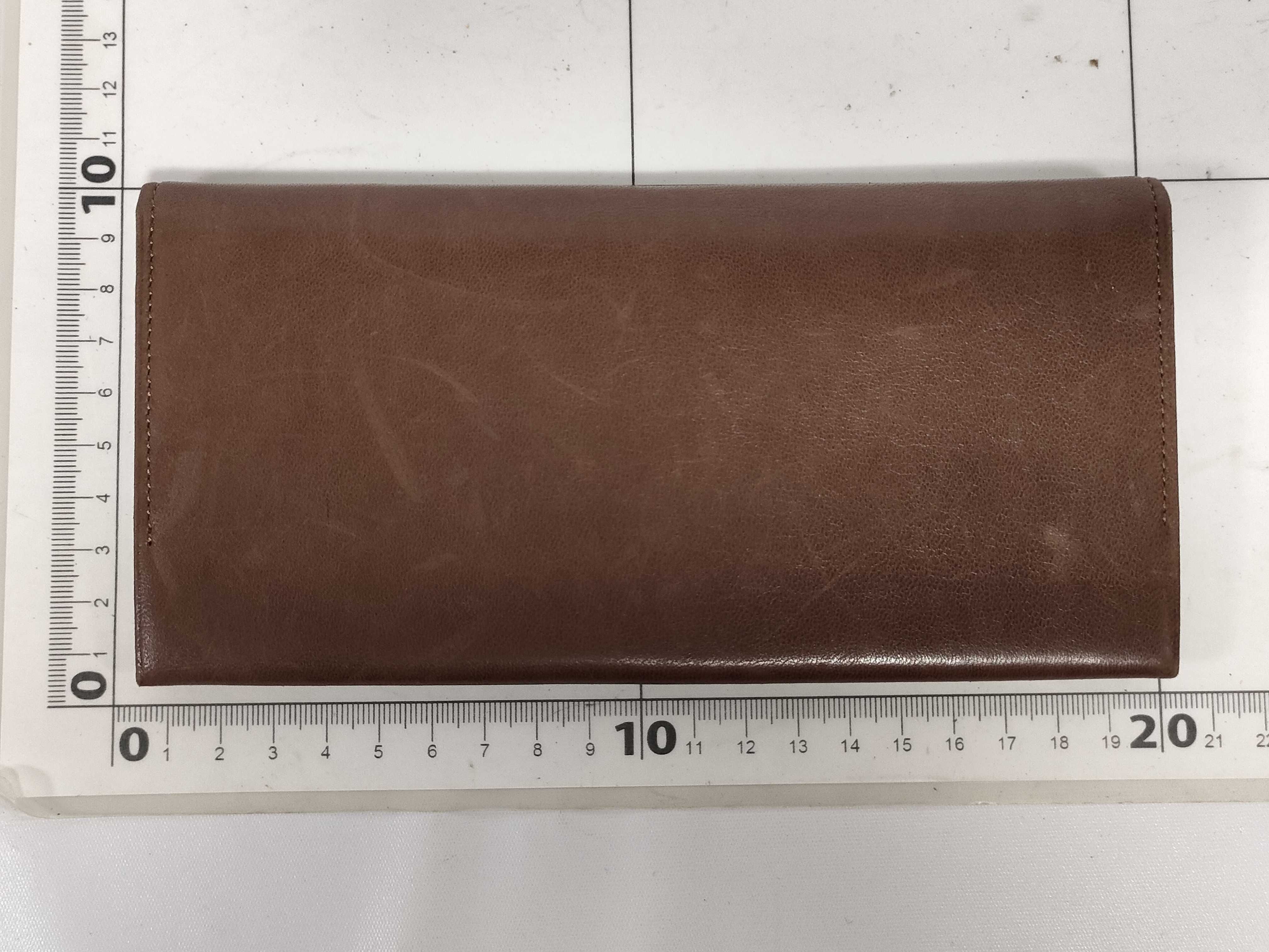 Leather Long Wallet, Brown — view 2