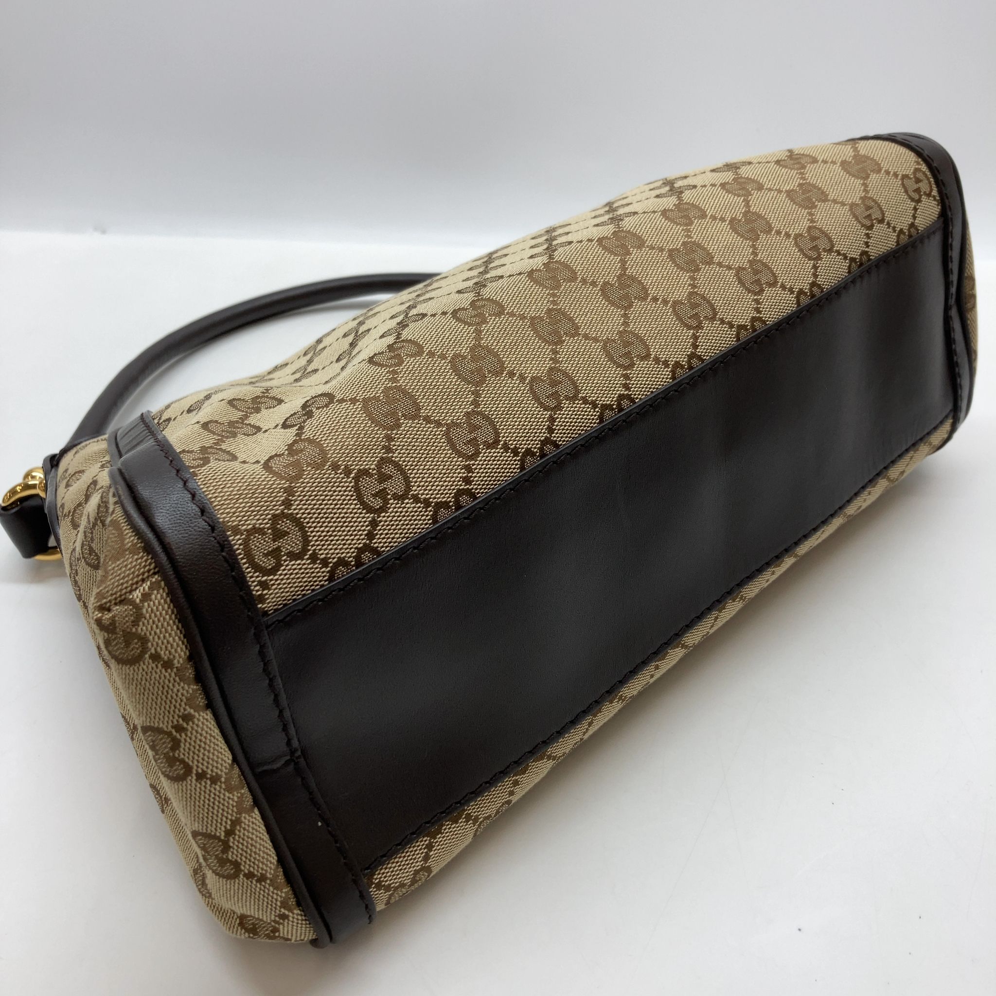 Small Scarlett Studded Interlocking G Hobo, GG Canvas — view 3