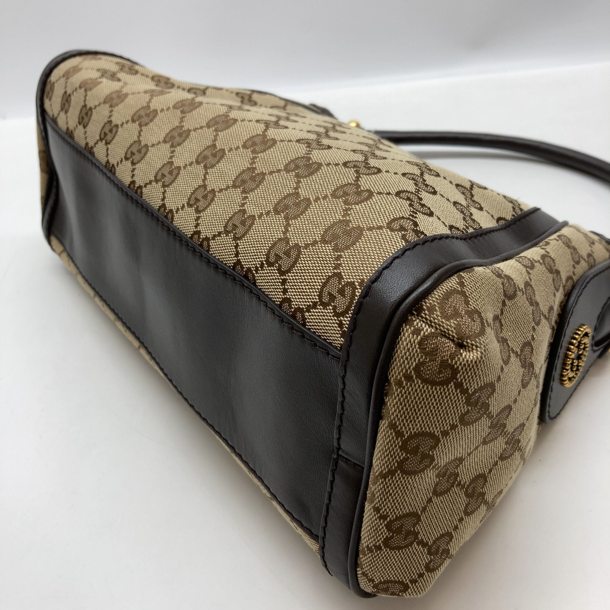 Small Scarlett Studded Interlocking G Hobo, GG Canvas — view 4