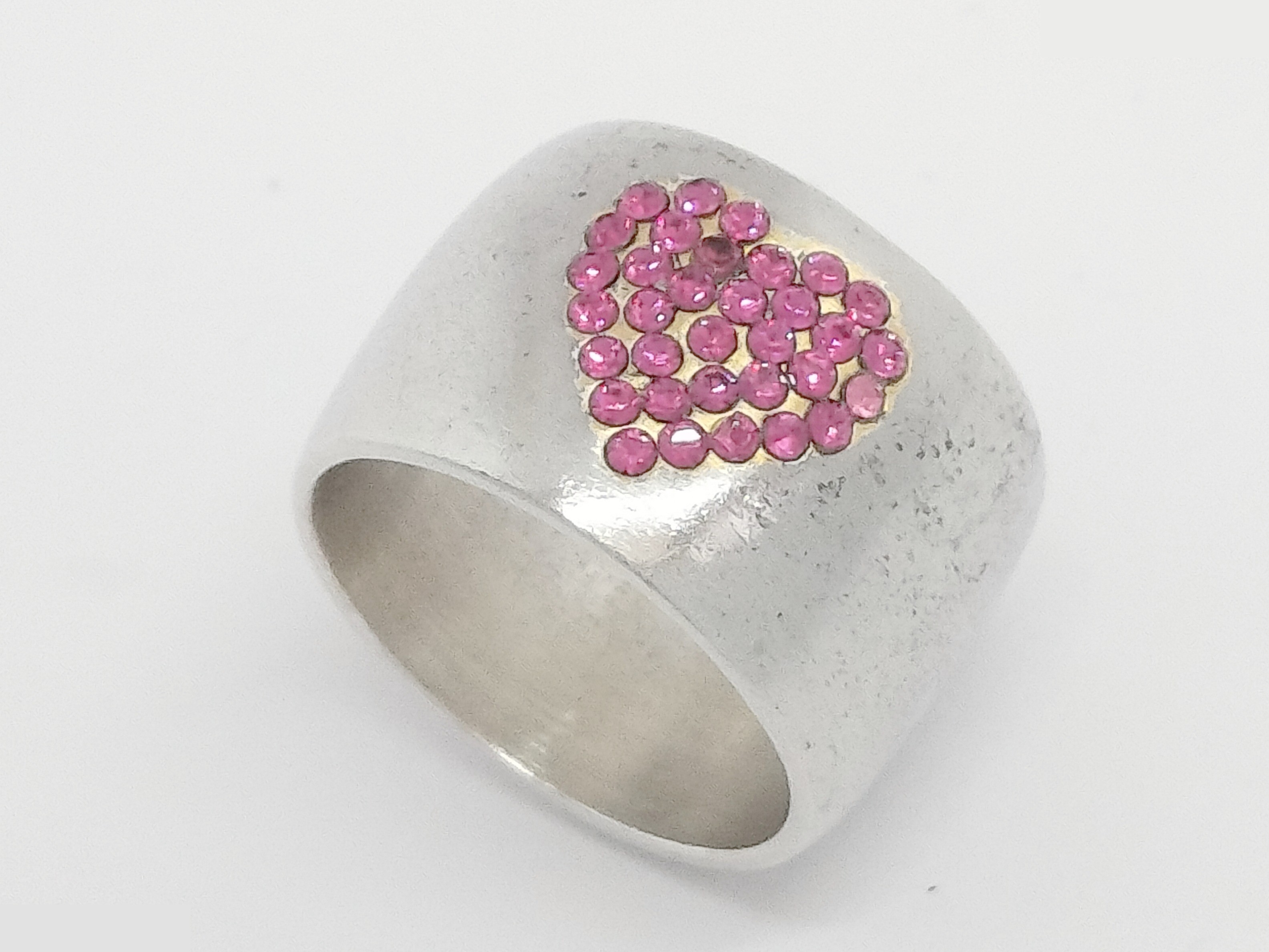 Coco Heart Rhinestone Silver Ring #13 — view 2