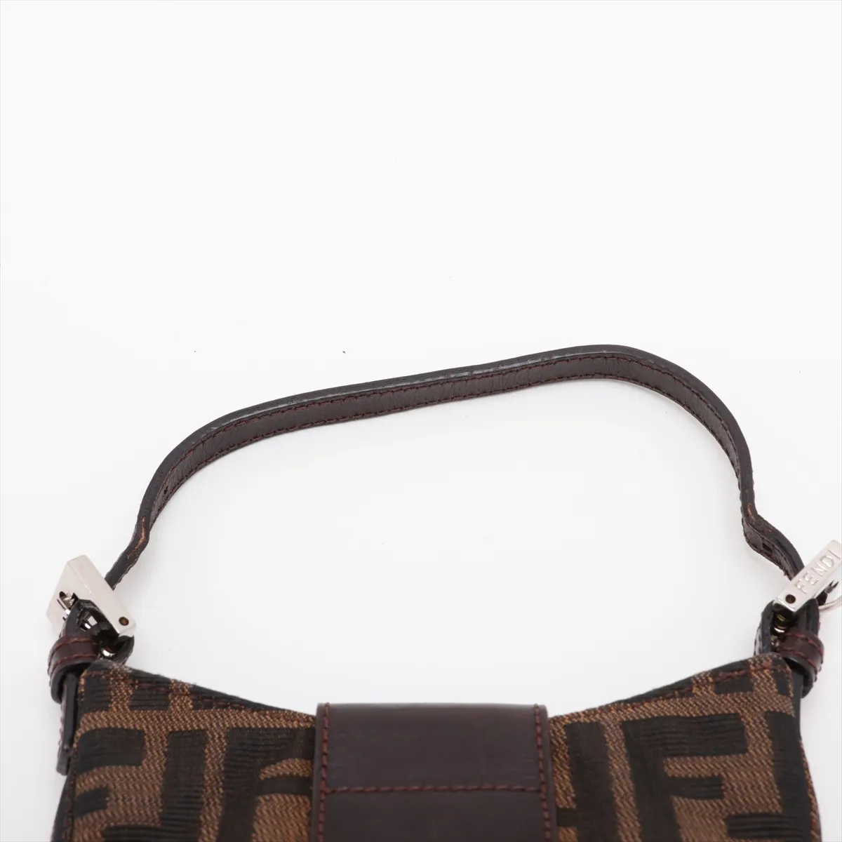 Zucca Mini Croissant Canvas x Leather Handbag, Brown — view 6
