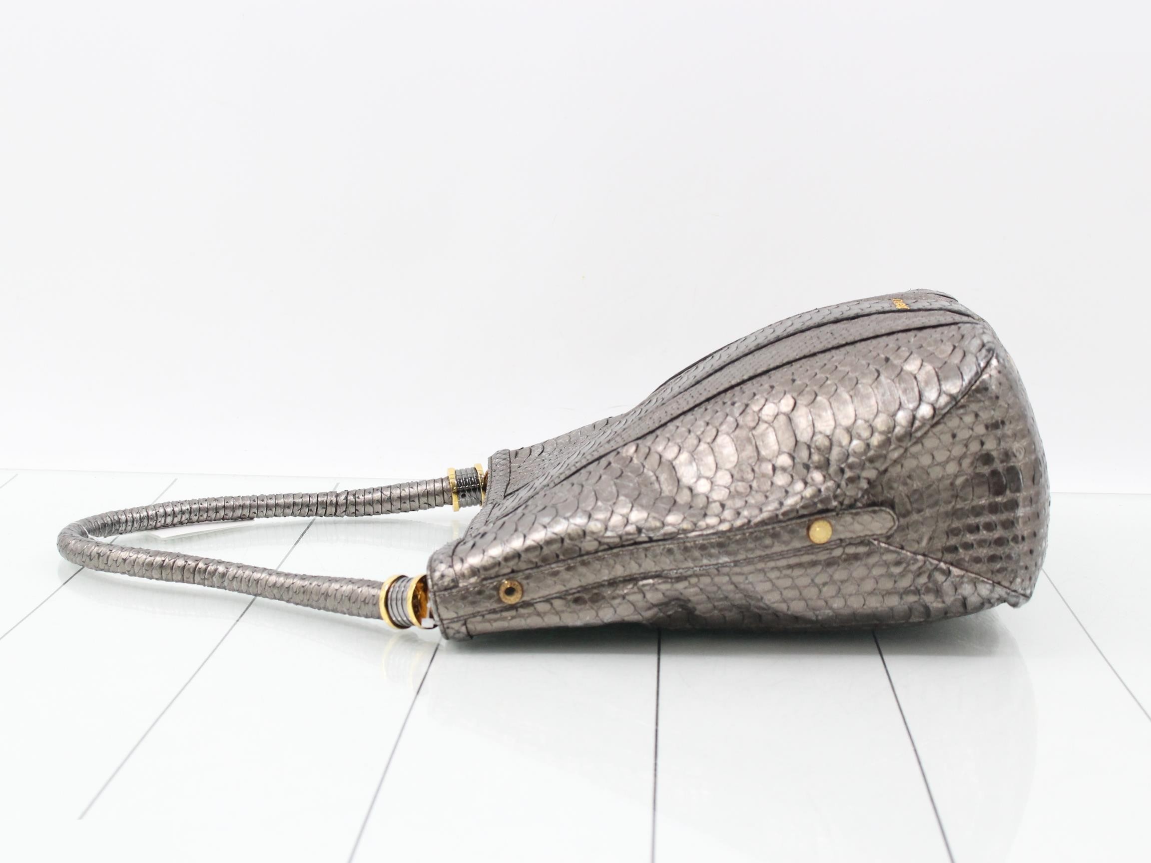 Metallic Python One Shoulder Bag — view 4