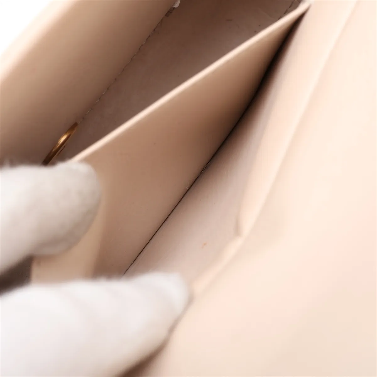 Matelassé Lambskin Chain Shoulder Bag, Beige with Gold Hardware, 30715360 (Serial Number in the 30s) — view 7