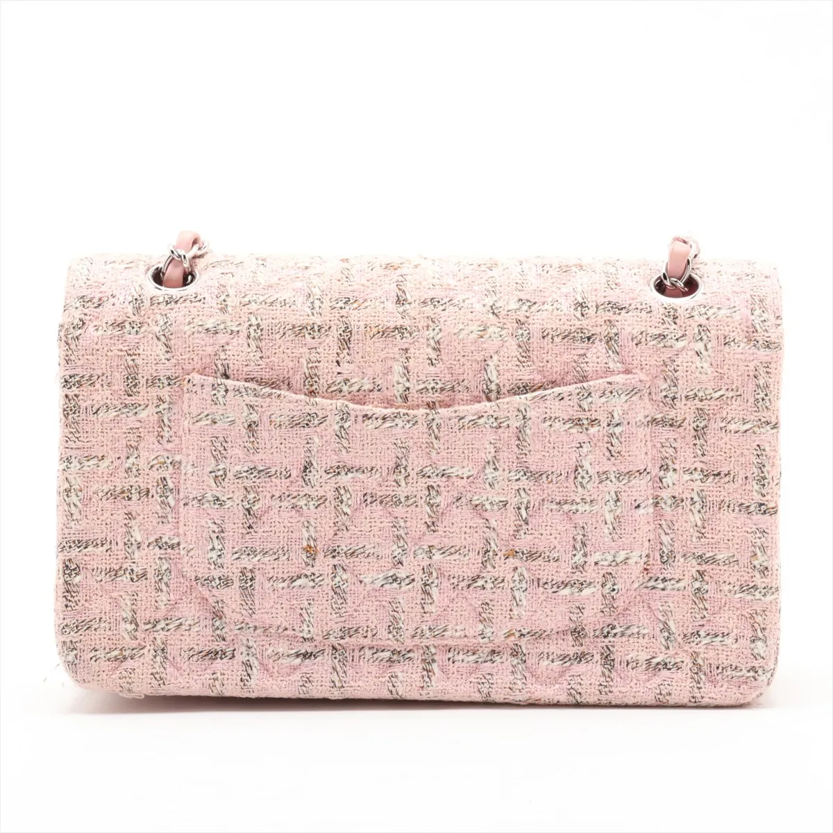 Matelassé 25 Tweed Double Flap Double Chain Bag, Pink, Silver Hardware, 10087124, Serial Number in the 10s, A01112 — view 2