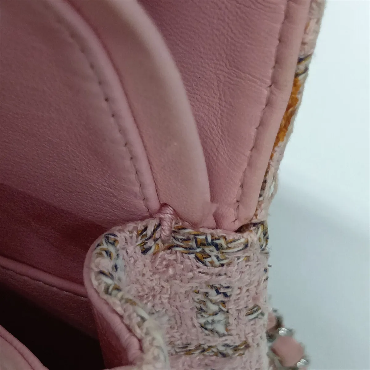 Matelassé 25 Tweed Double Flap Double Chain Bag, Pink, Silver Hardware, 10087124, Serial Number in the 10s, A01112 — view 14