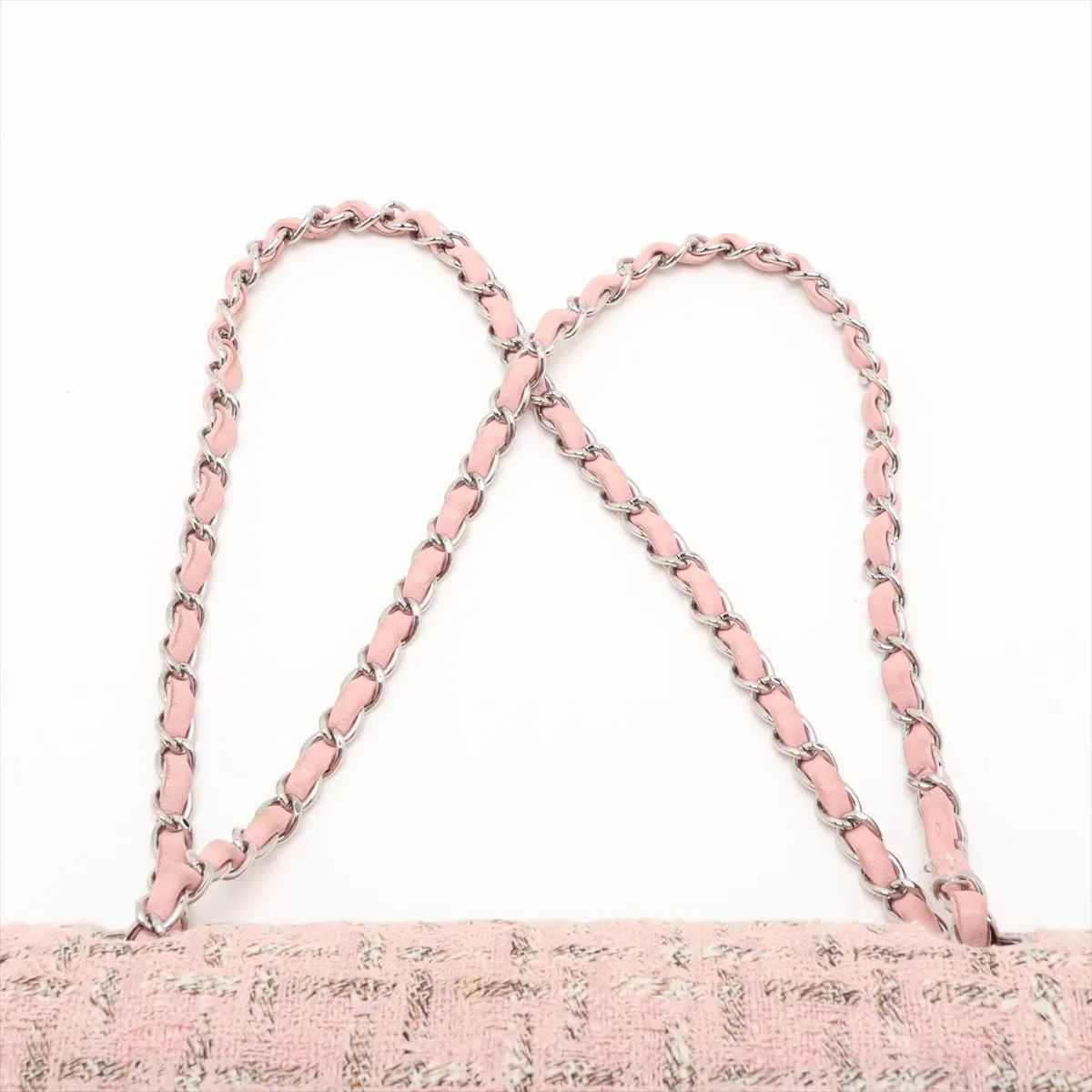 Matelassé 25 Tweed Double Flap Double Chain Bag, Pink, Silver Hardware, 10087124, Serial Number in the 10s, A01112 — view 6