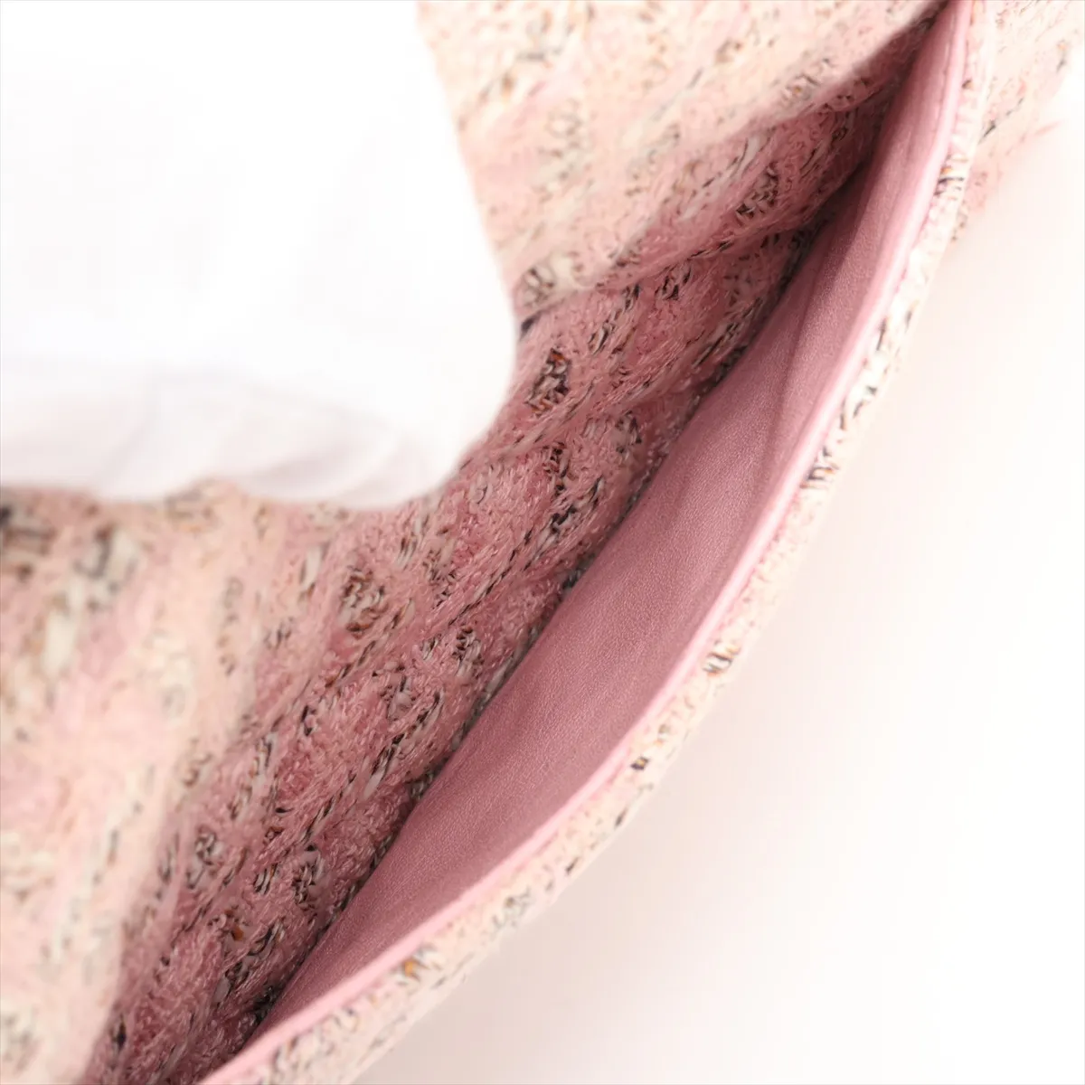 Matelassé 25 Tweed Double Flap Double Chain Bag, Pink, Silver Hardware, 10087124, Serial Number in the 10s, A01112 — view 9