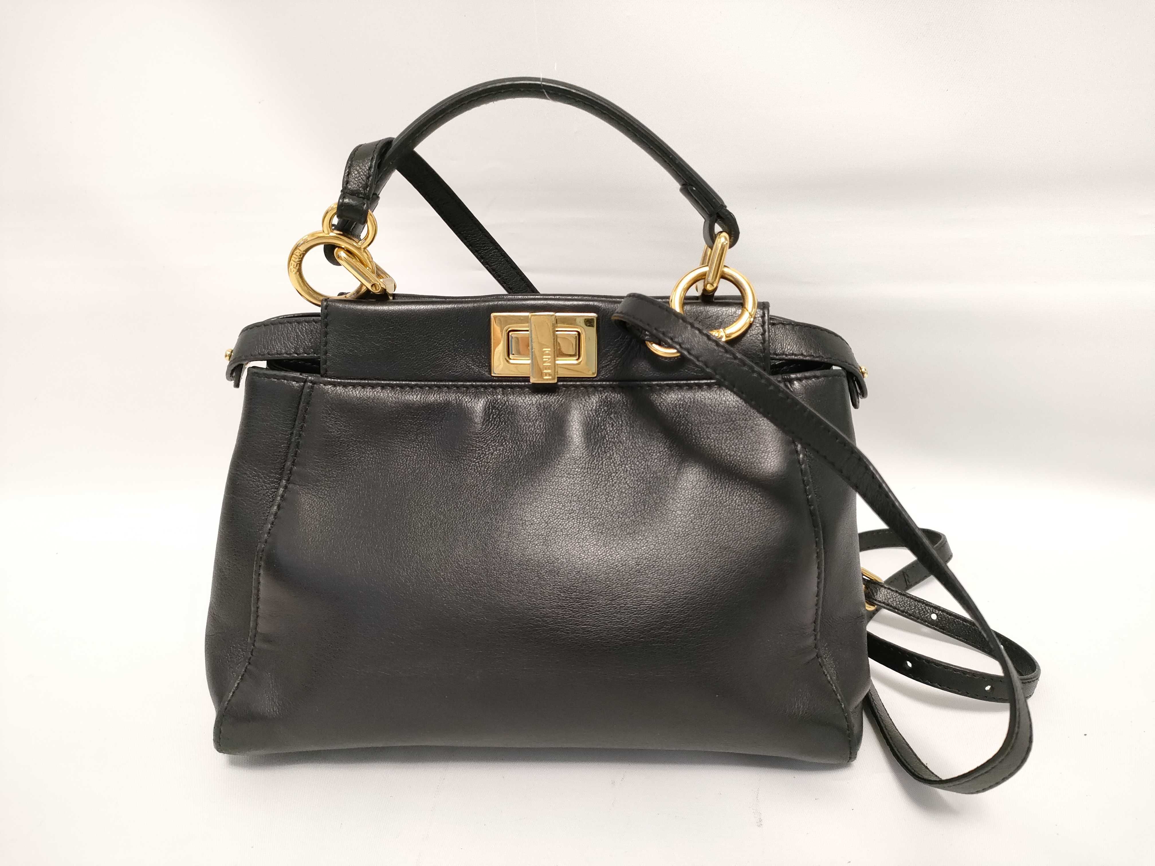 DU- Mini Peekaboo Leather 2-Way Handbag Black 8BN244 Handbag