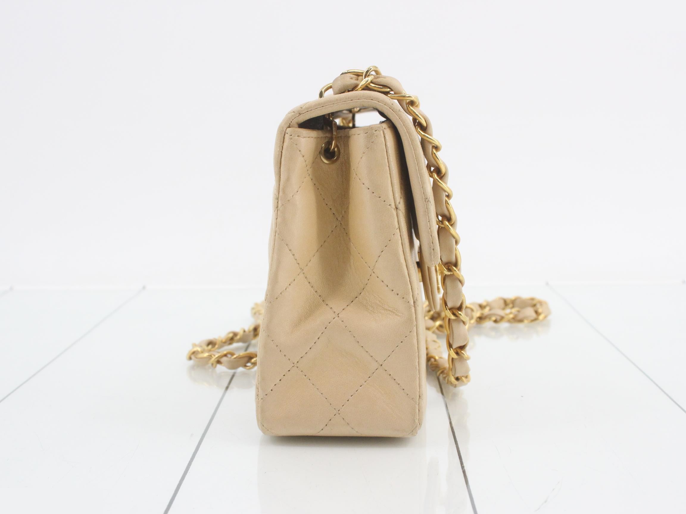Mini Matelassé Lambskin Beige Chain Shoulder Bag (Series 8) — view 4