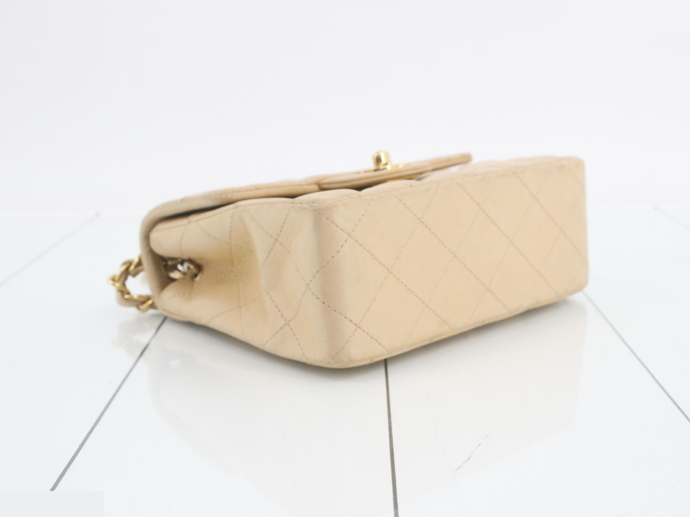 Mini Matelassé Lambskin Beige Chain Shoulder Bag (Series 8) — view 5