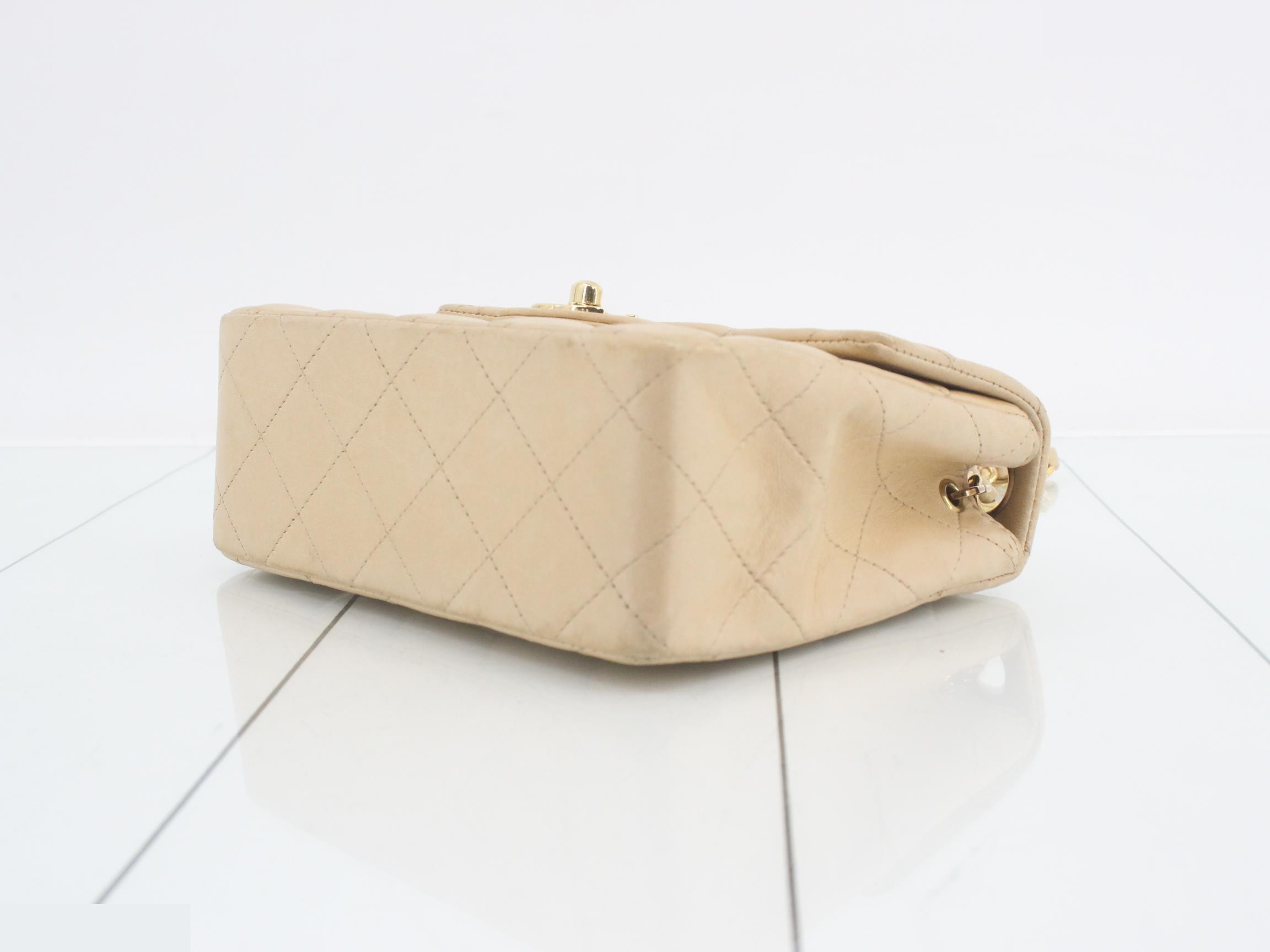 Mini Matelassé Lambskin Beige Chain Shoulder Bag (Series 8) — view 6