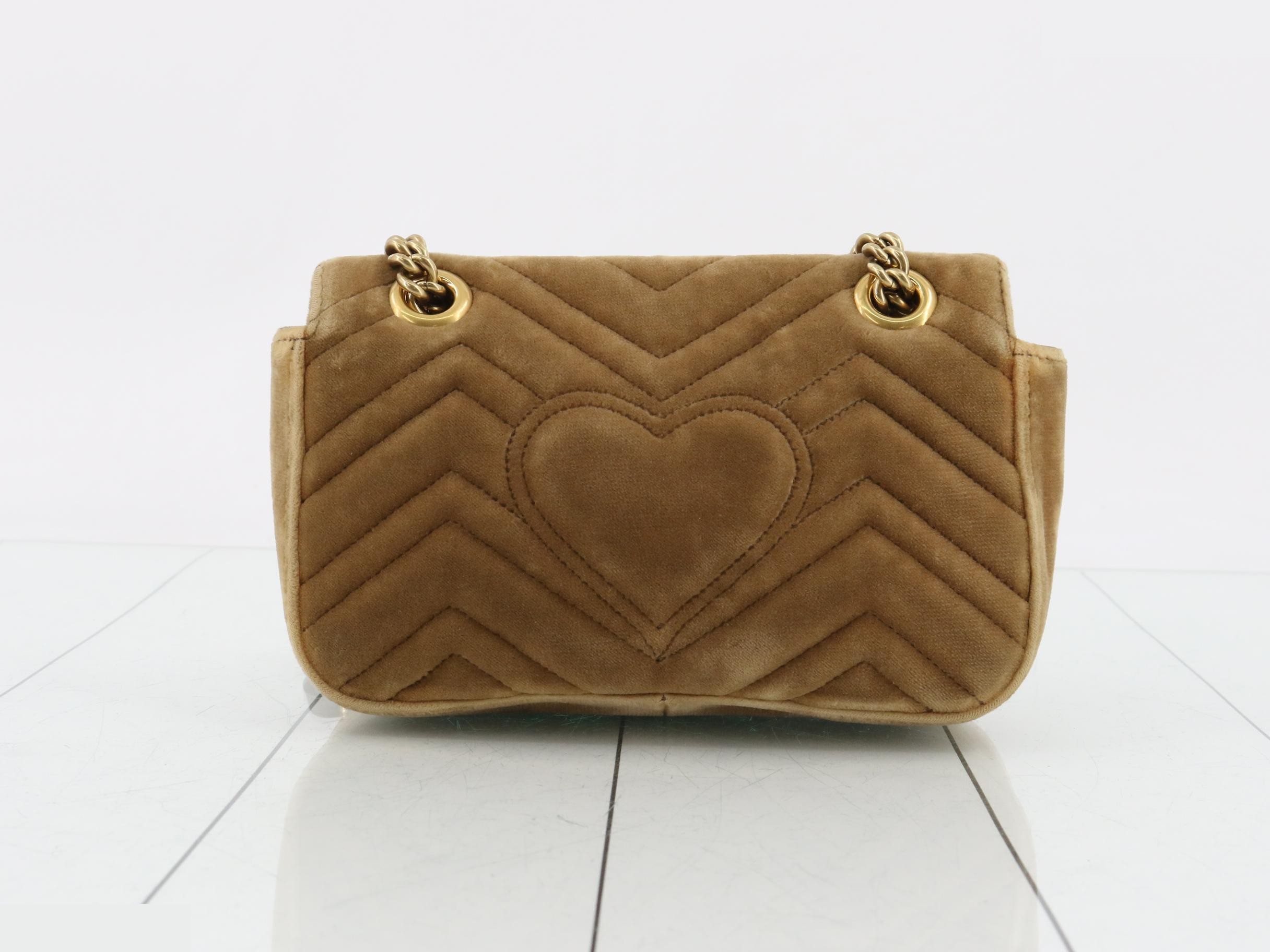 GG Marmont Flap Velour Brown Shoulder Bag — view 2