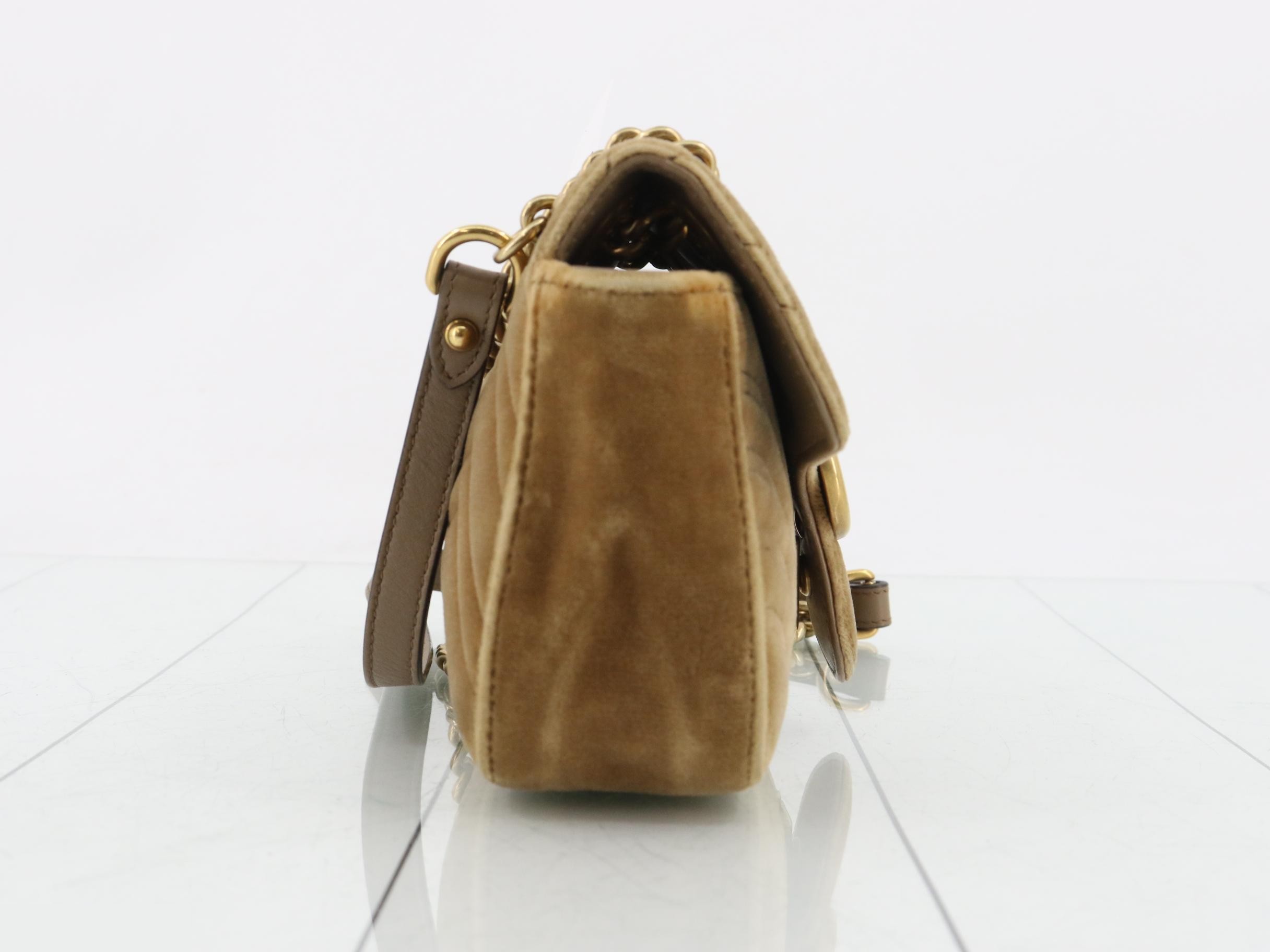 GG Marmont Flap Velour Brown Shoulder Bag — view 4