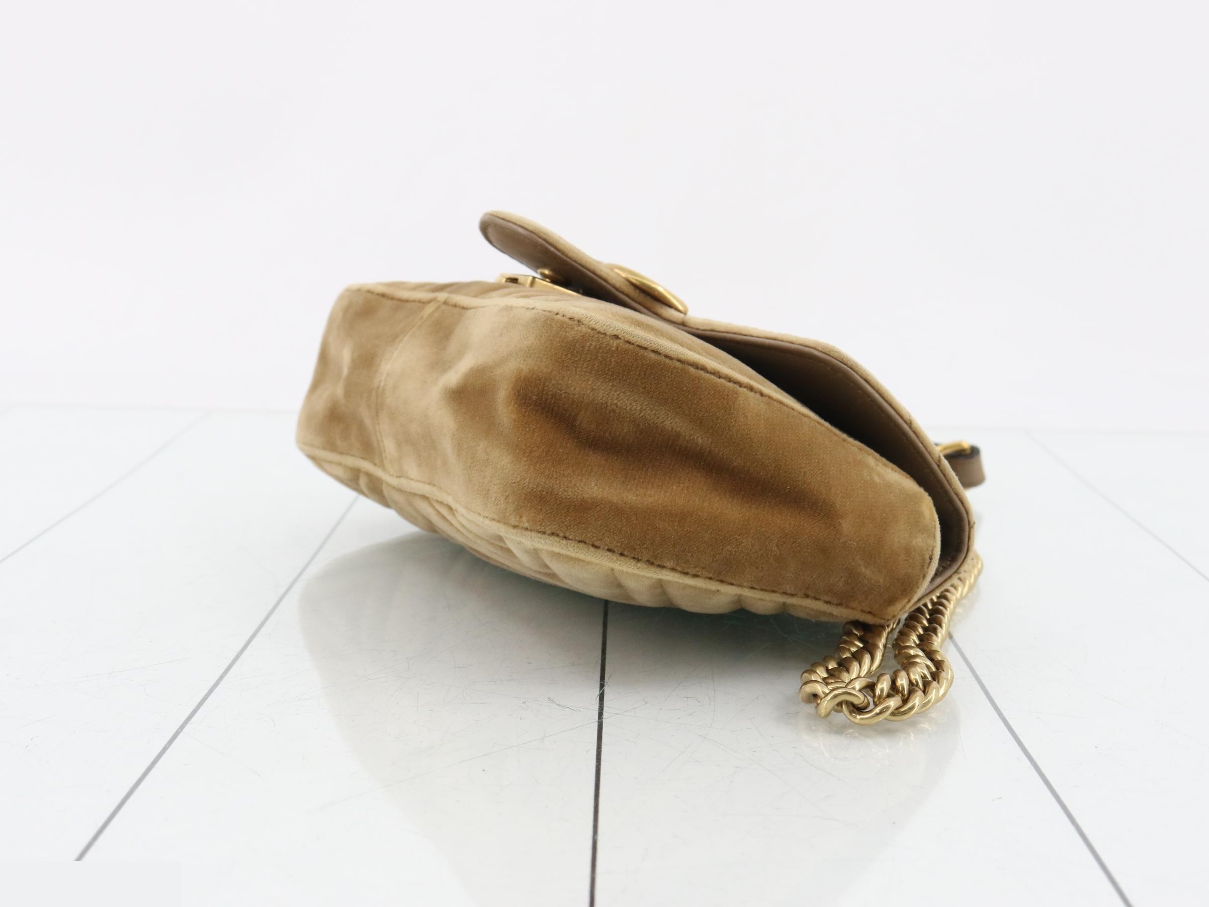 GG Marmont Flap Velour Brown Shoulder Bag — view 6