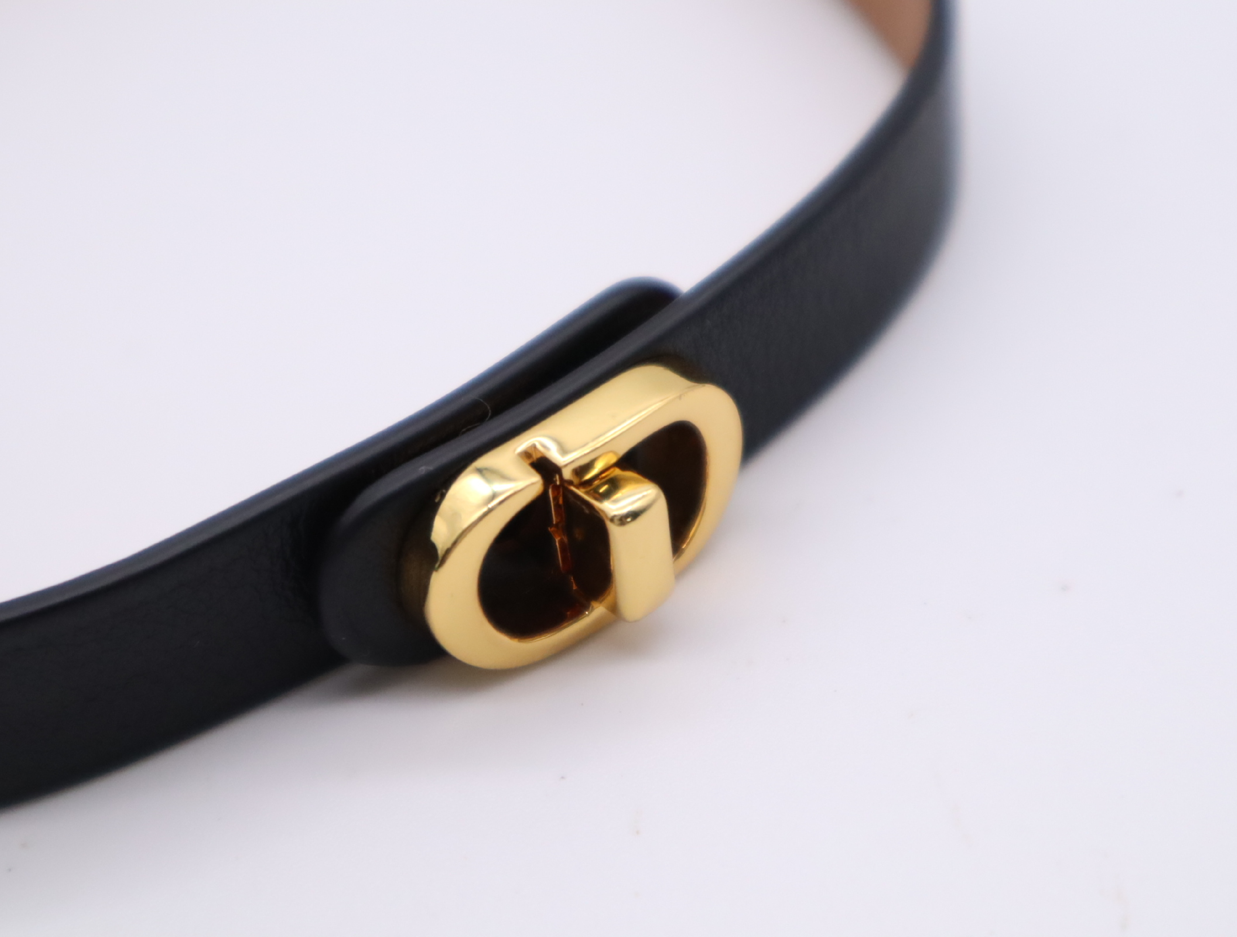 Leather 30 Montaigne Black Gold Hardware Bracelet/Bangle — view 3