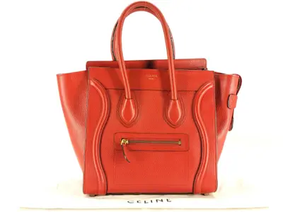 Luggage Micro Shopper Leather Handbag, Red