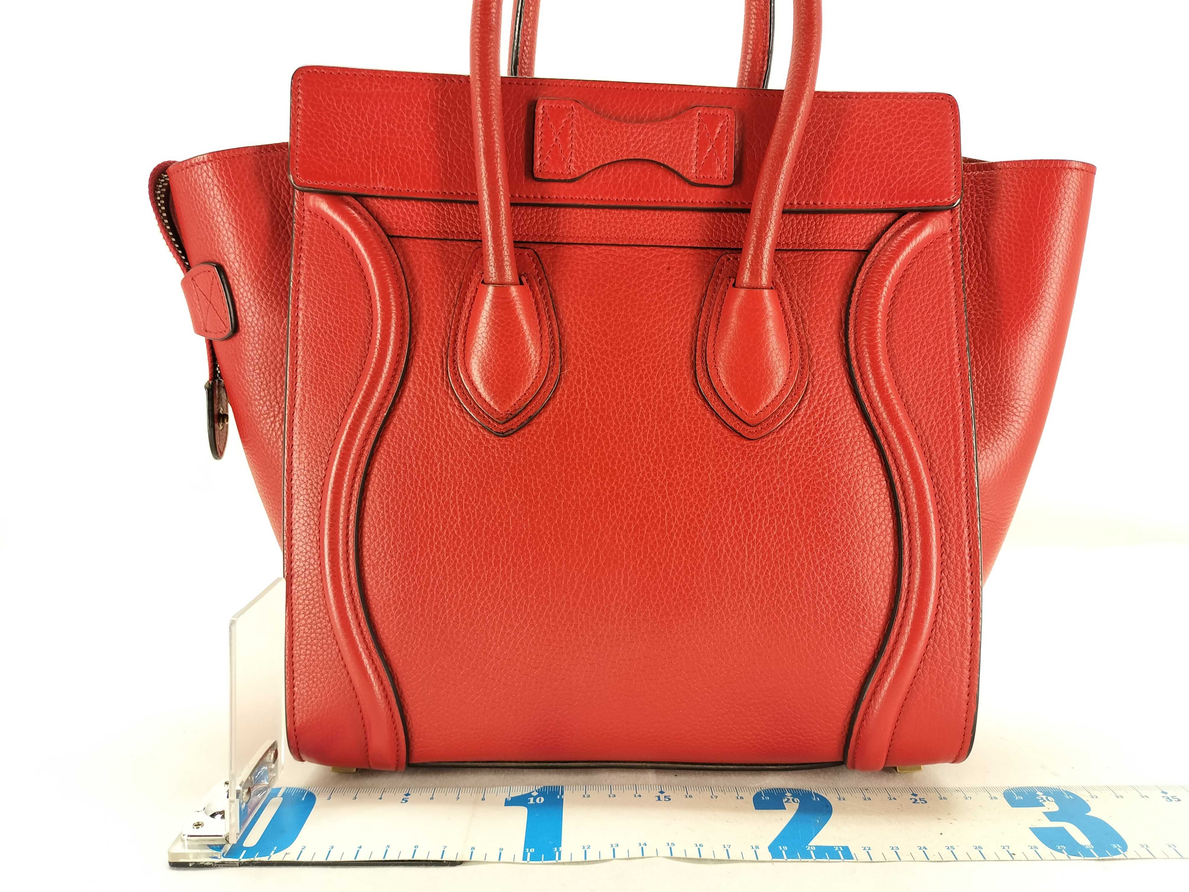 Luggage Micro Shopper Leather Handbag, Red — view 2