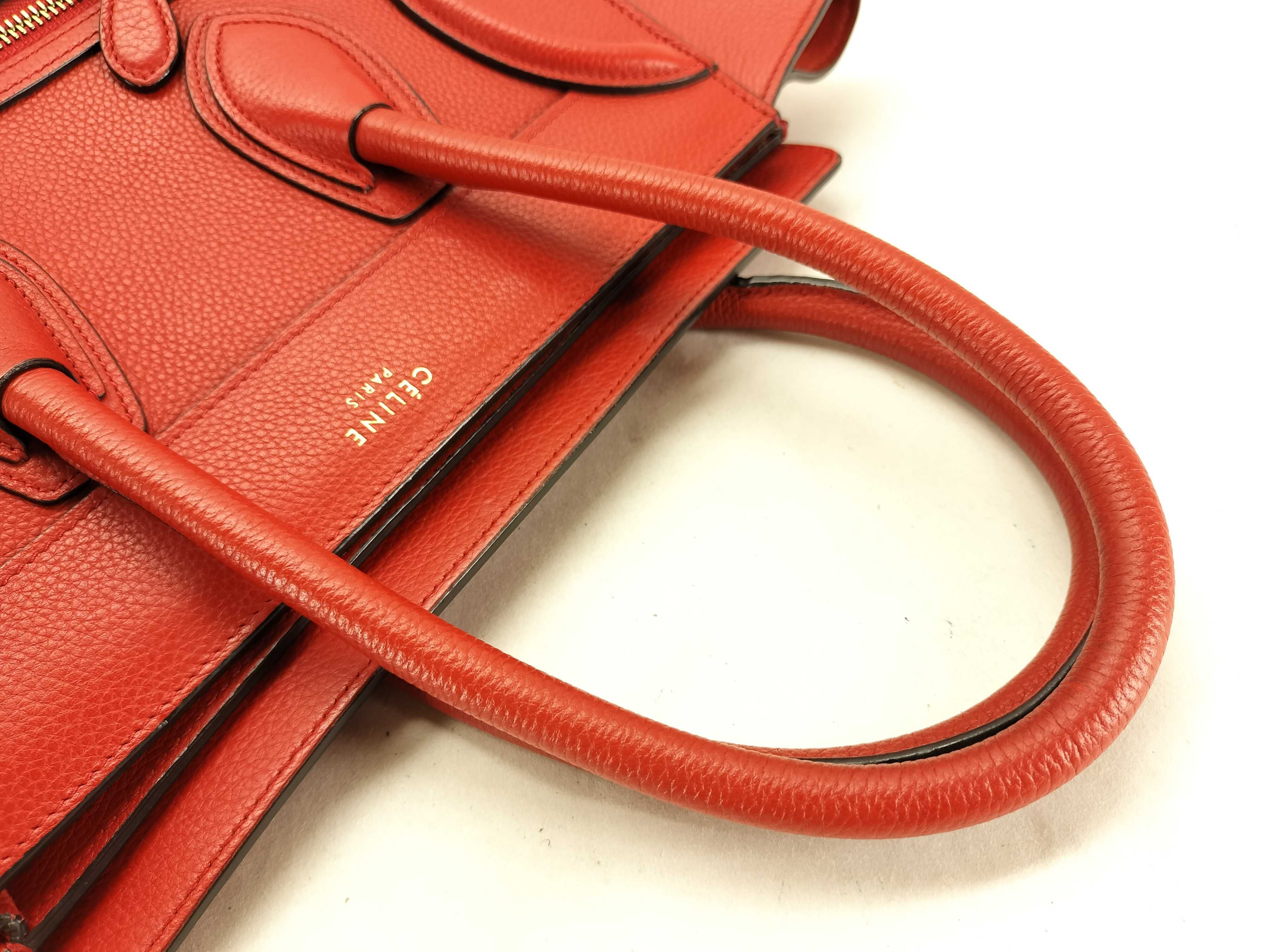 Luggage Micro Shopper Leather Handbag, Red — view 3