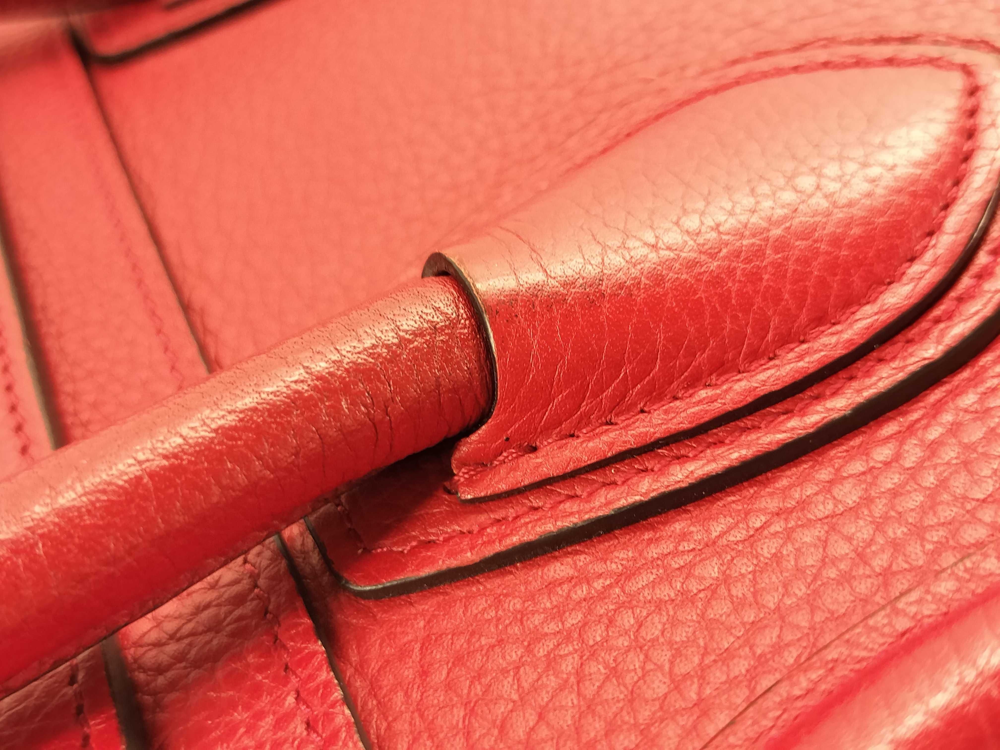 Luggage Micro Shopper Leather Handbag, Red — view 5