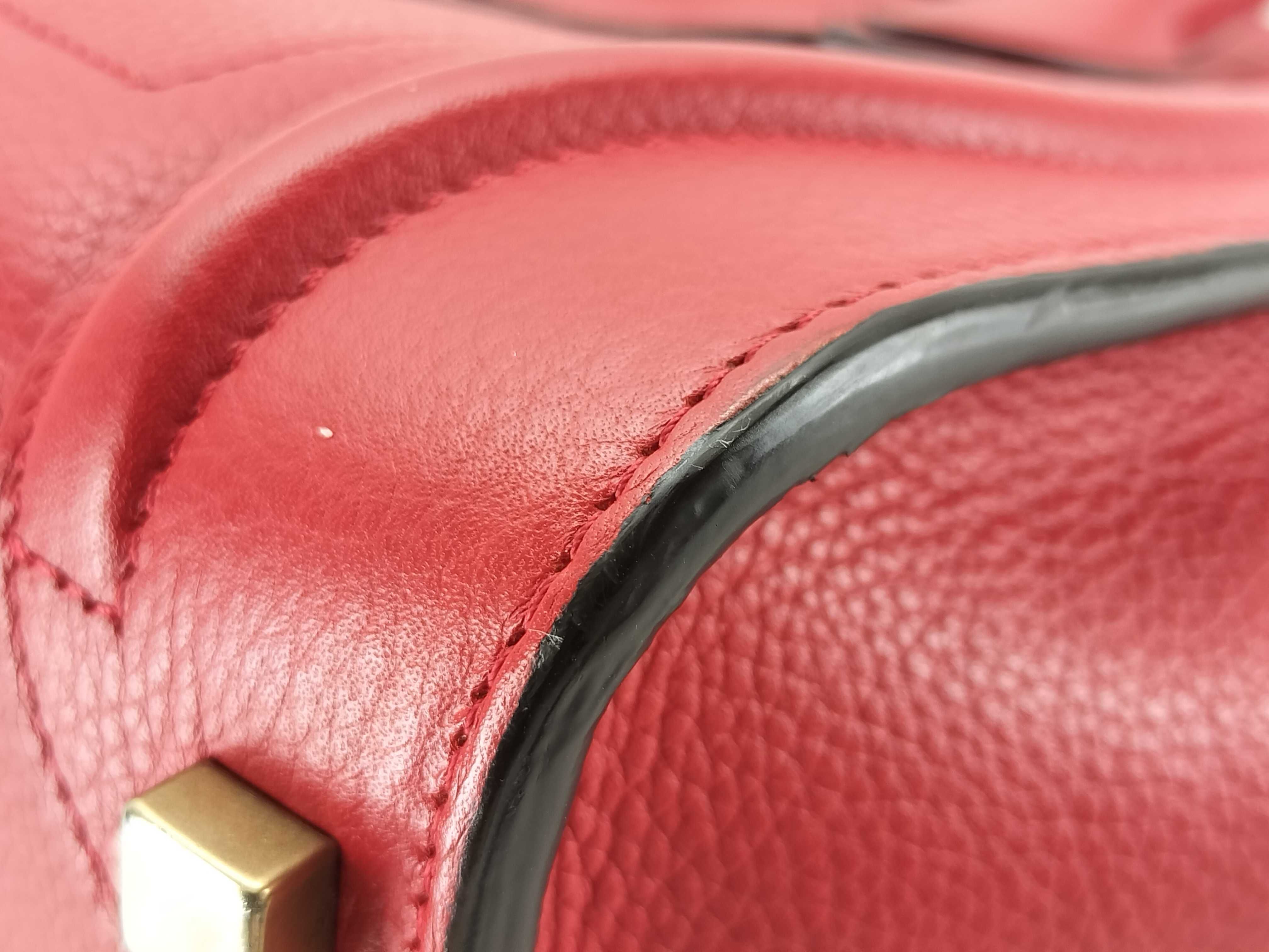 Luggage Micro Shopper Leather Handbag, Red — view 6