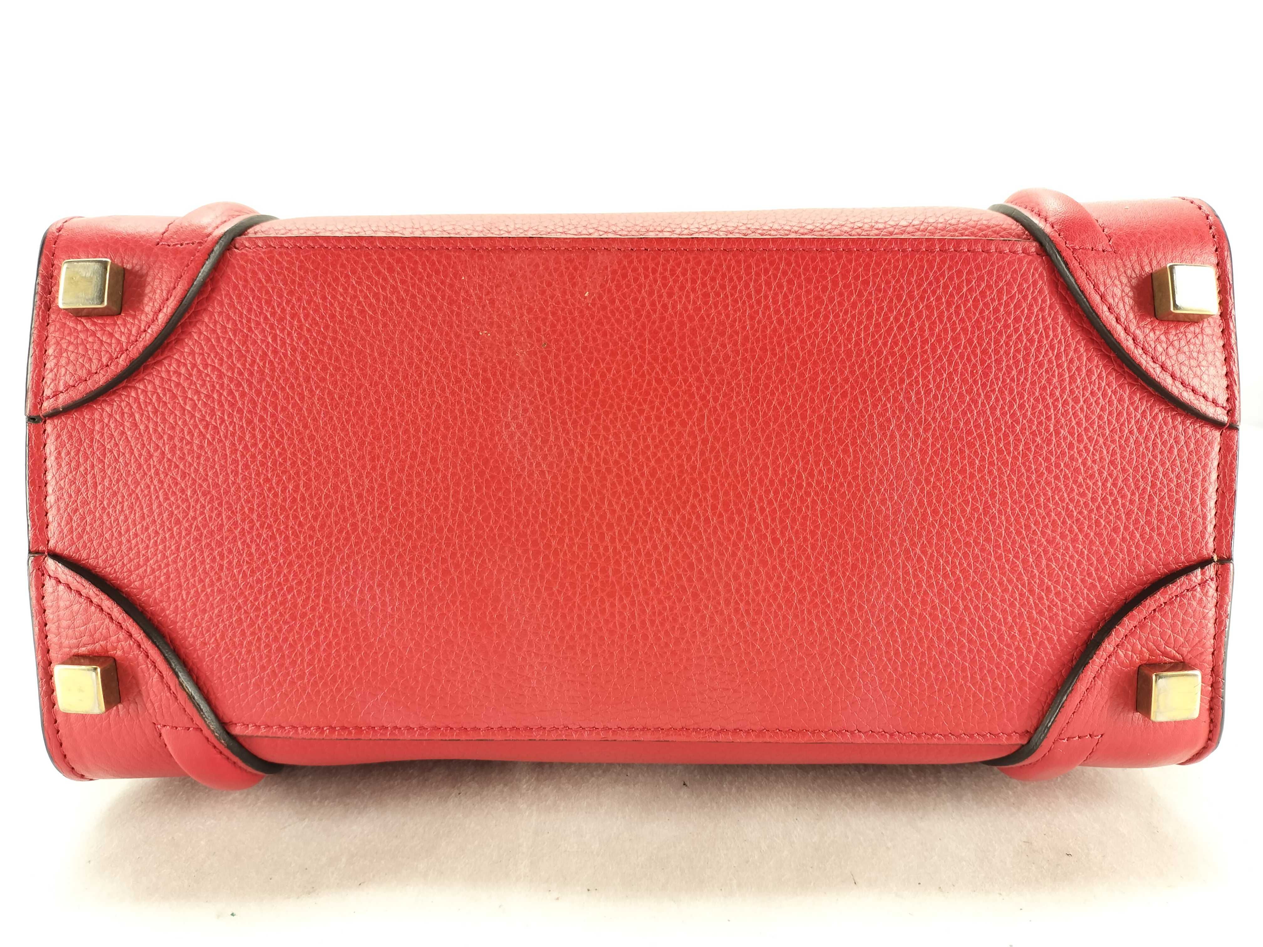 Luggage Micro Shopper Leather Handbag, Red — view 7