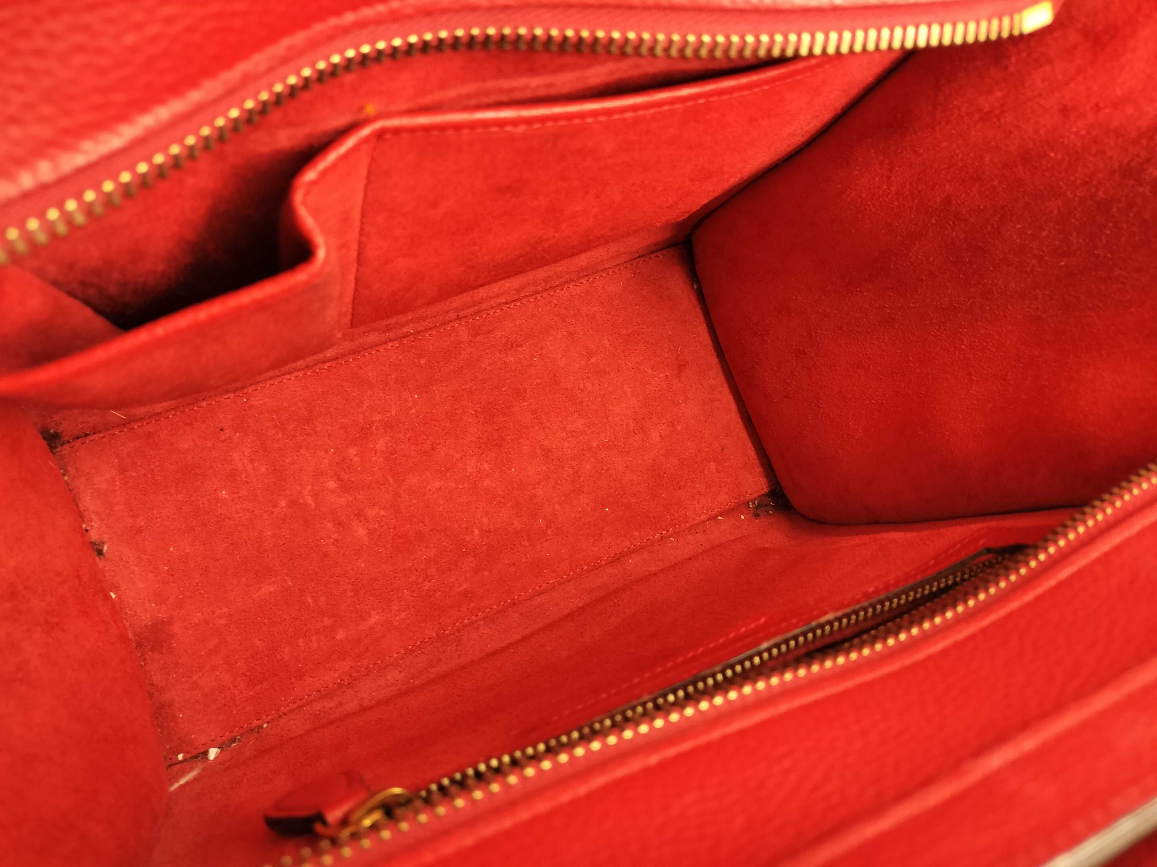 Luggage Micro Shopper Leather Handbag, Red — view 10