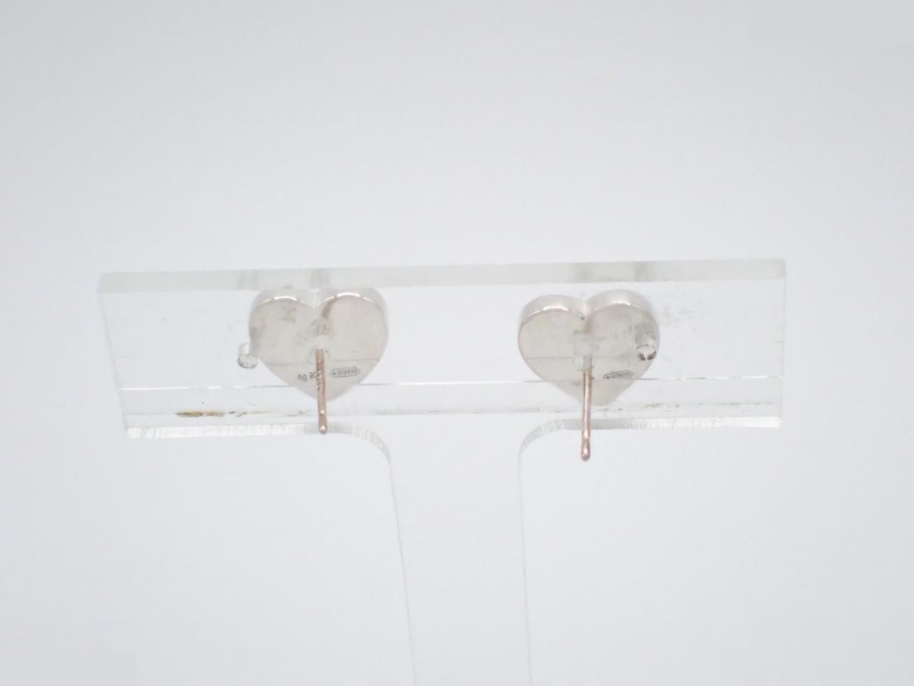Heart-shaped earrings, other precious metals, 925 sterling silver / 2.8g — view 2