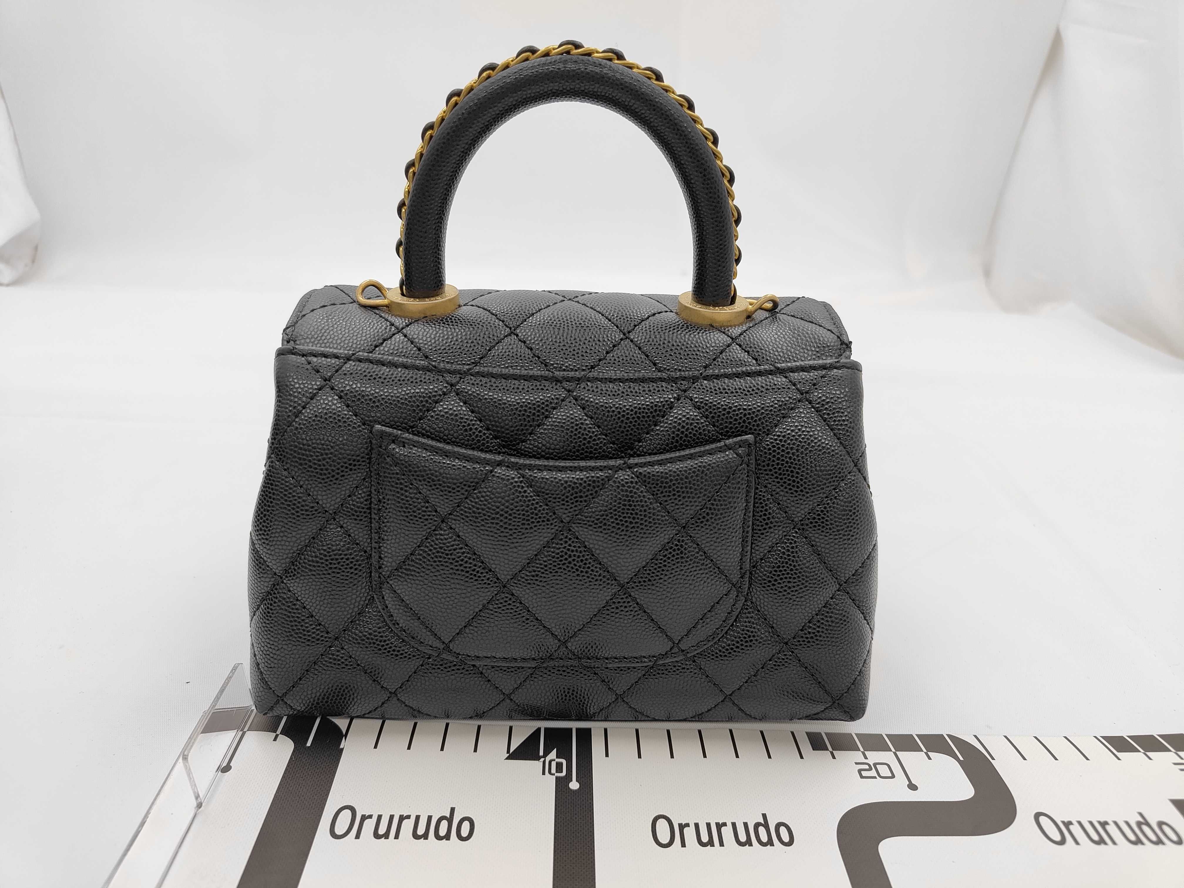 Coco Handle 19 XXS Chain Top Handle Matelassé Caviar Skin Black Gold Hardware AS2215 Shoulder Bag — view 2